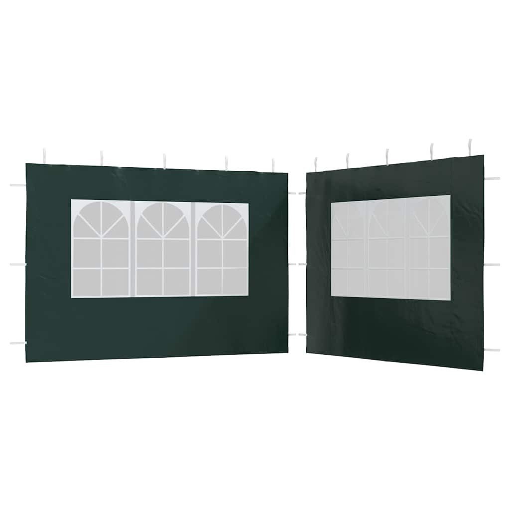 vidaXL Partyzelt Partyzelt-Seitenwände 2 Stück mit Fenster PE Grün, 2x Seitenteil mit Fenster PE Grün Seitenwand für Partyzelt Pavillon