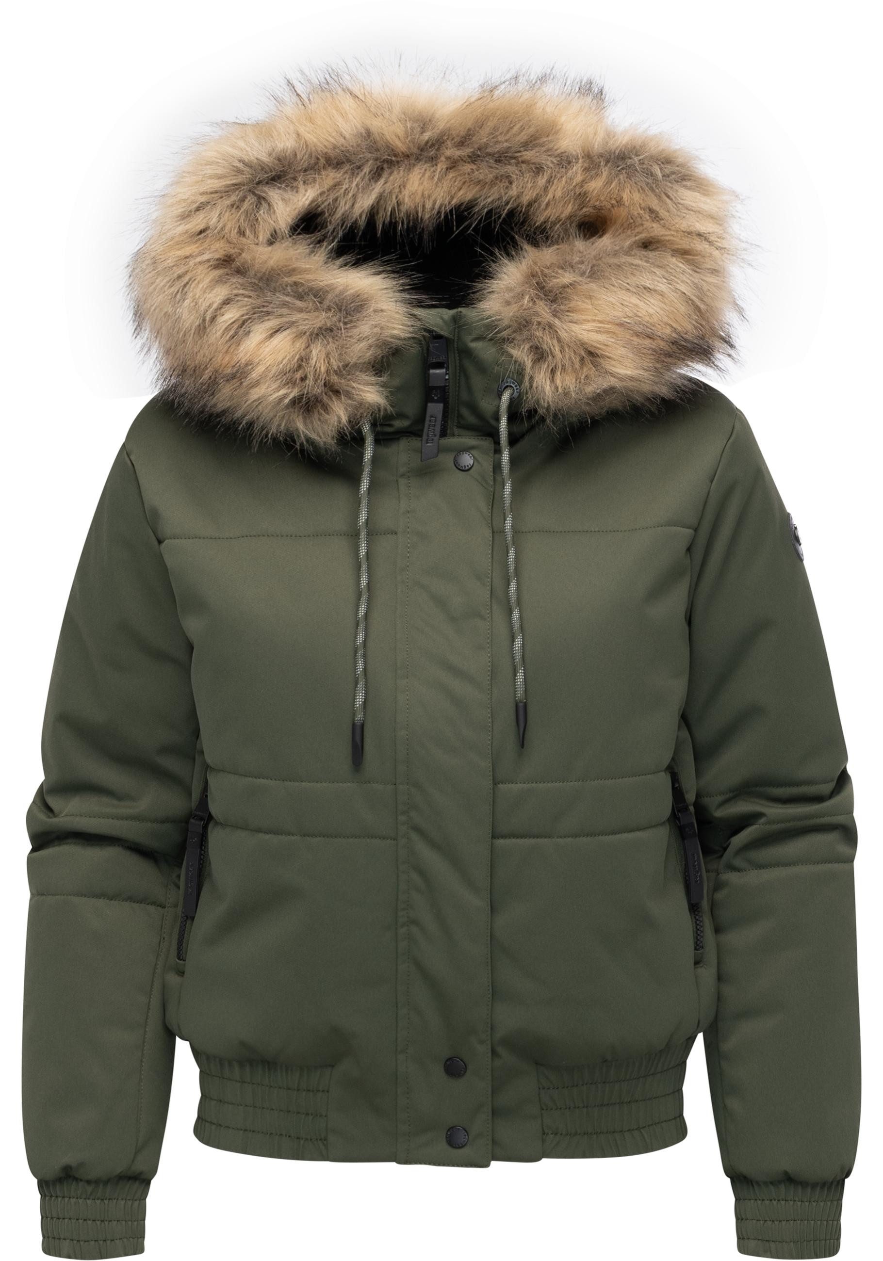 Ragwear Winterjacke Deluxia YOUMODO modische Damen Bomberjacke mit Kunstfel günstig online kaufen