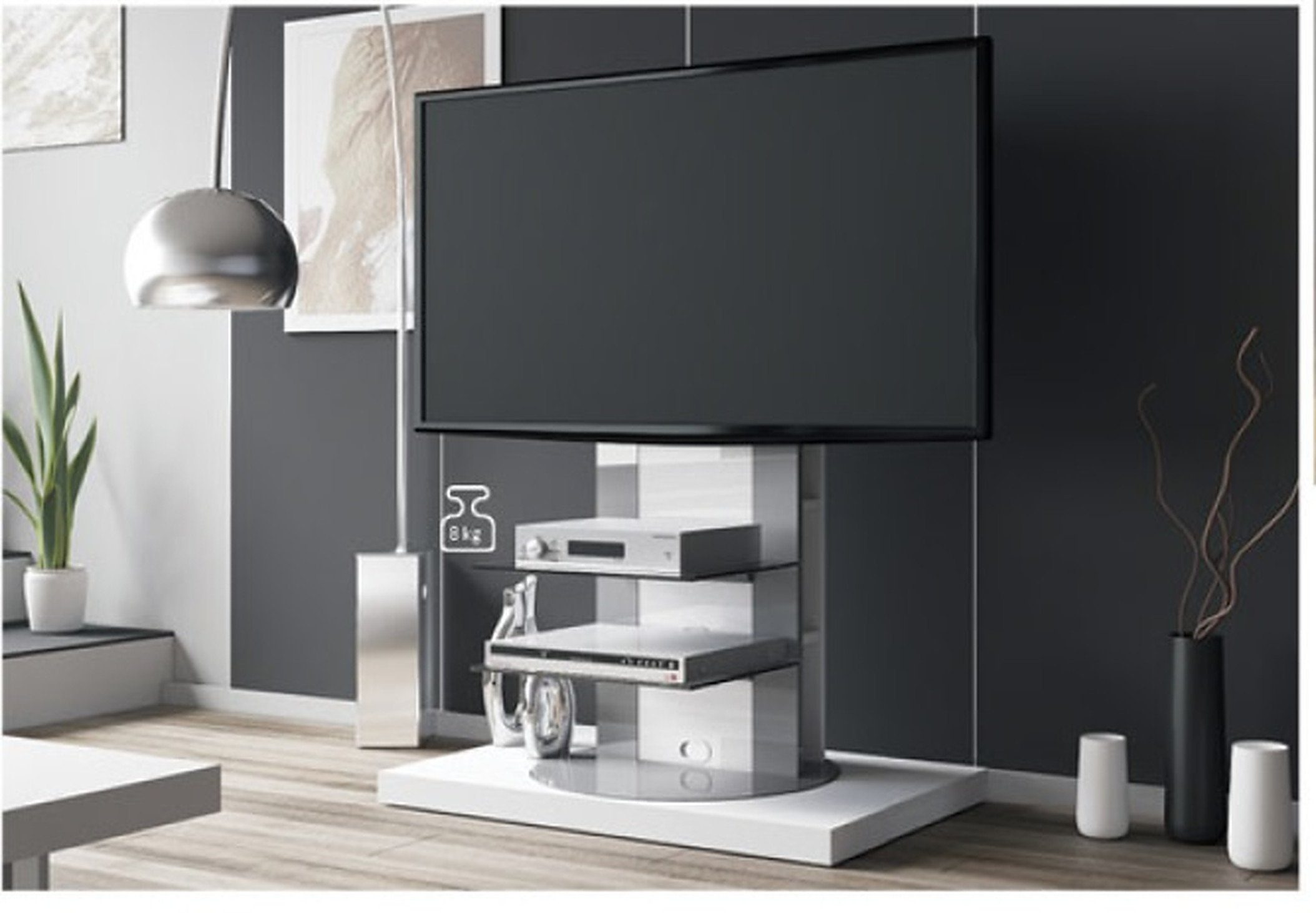designimpex TV-Wandhalterung TV Schrank Roma H-777nw Weiß Hochglanz Fernsehtisch TV Ständer TV Rack