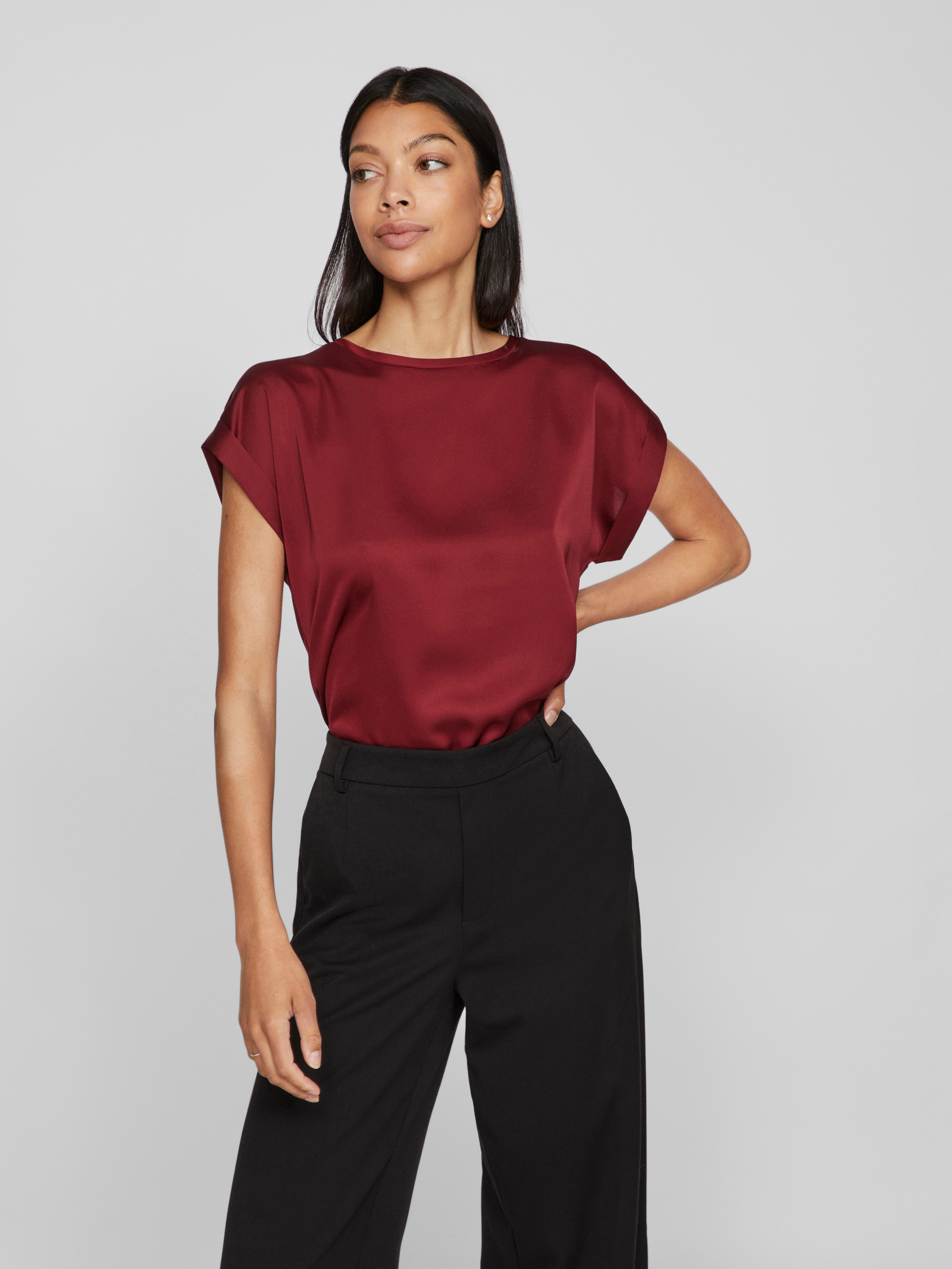 Vila Kurzarmshirt VIELLETTE S/S SATIN TOP günstig online kaufen