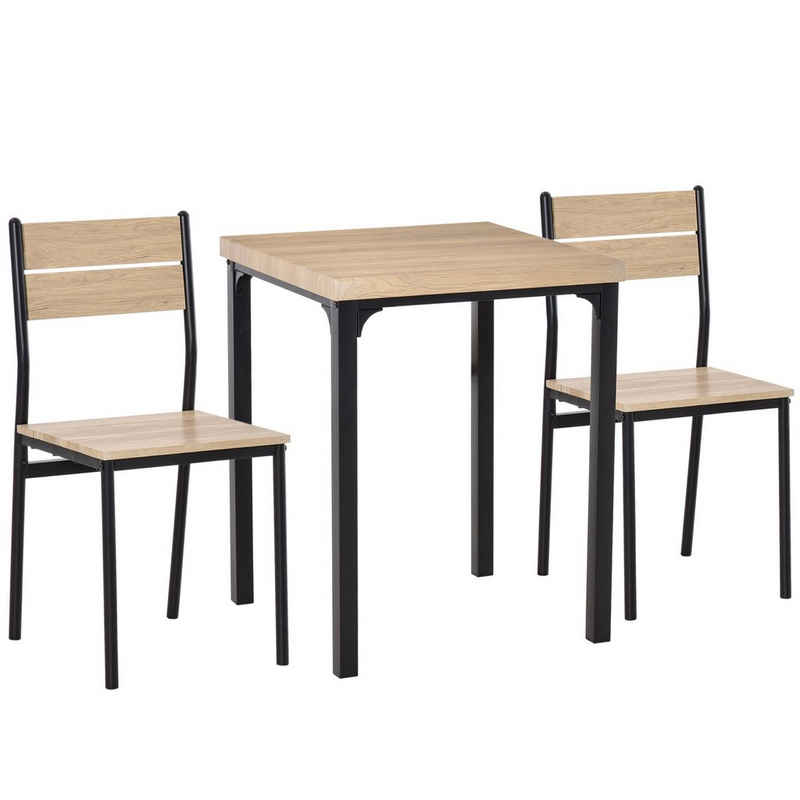 HOMCOM Sitzgruppe »Esstisch-Set mit 1 Tisch + 2 Stühlen«