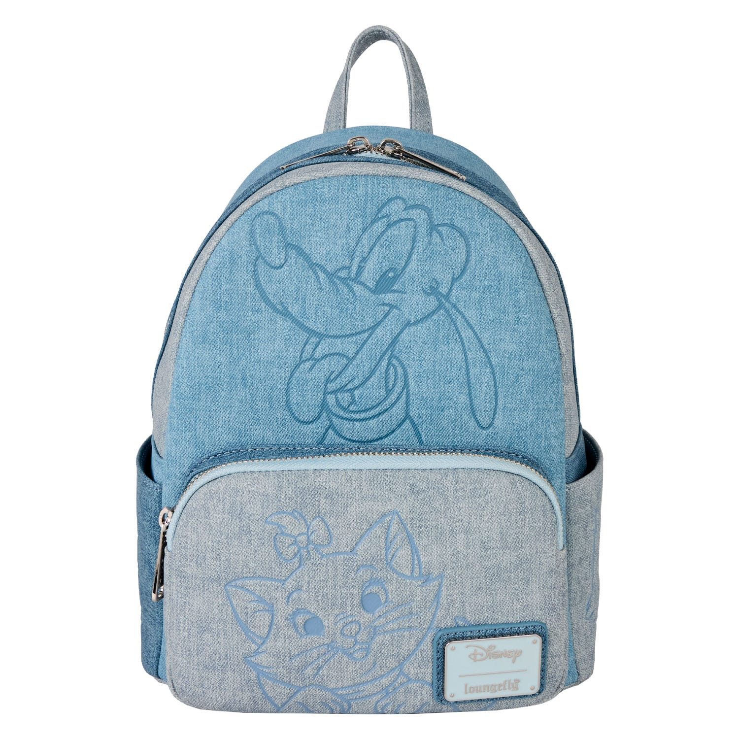 Loungefly Minirucksack Disney by Loungefly Rucksack Mini Faux Denim Dogs & Cats (1-tlg), hochwertig und detailliert
