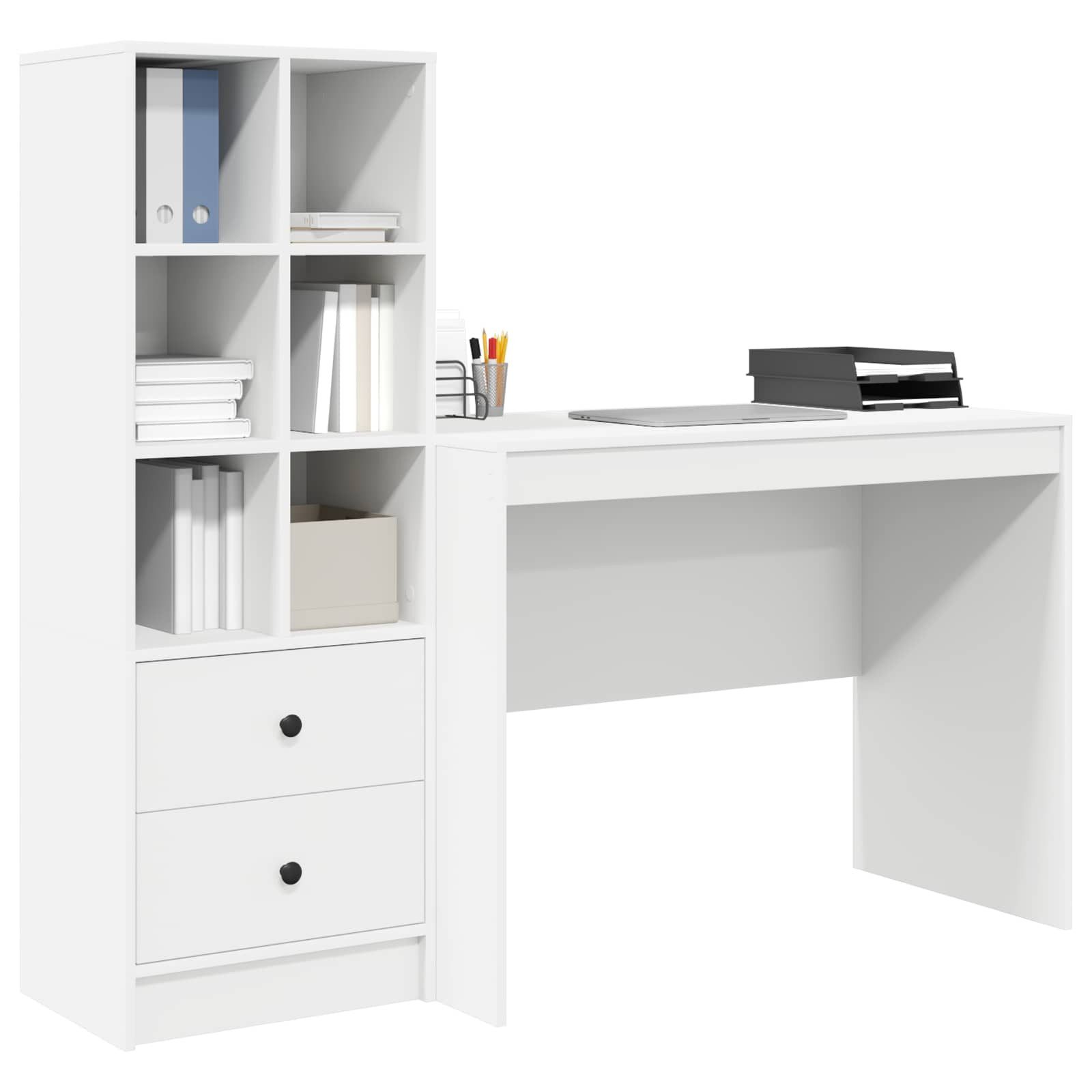 vidaXL Schreibtisch Schreibtisch Weiß 145.5 x 50 x 127 cm 2 stk. (2-St)