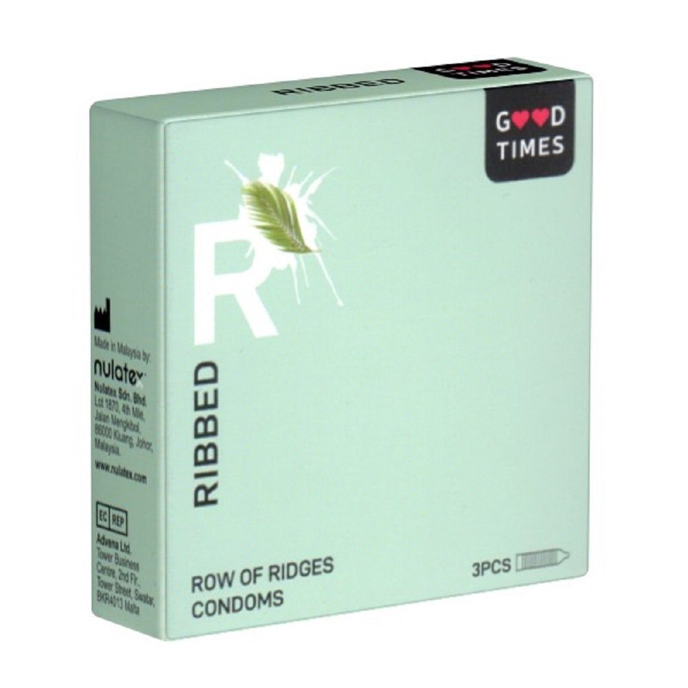 «Ribbed» mit, Packung of gerippte Ridges Sex intensiven Kondome für Kondome GOODTIMES Row St., 3