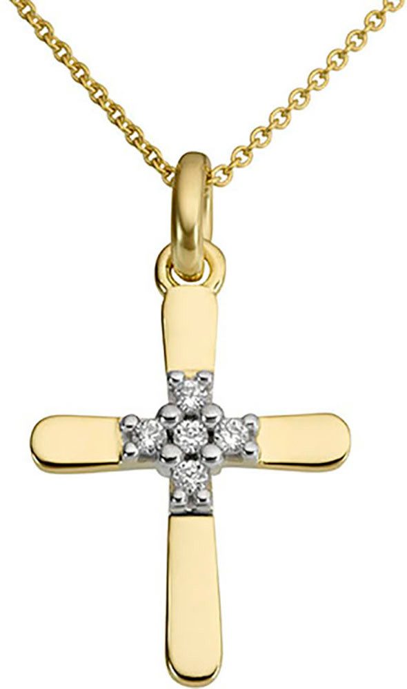 Firetti Kettenanhänger Schmuck Geschenk Gold 333 Halsschmuck Anhänger für Kette Kreuz, mit Diamant