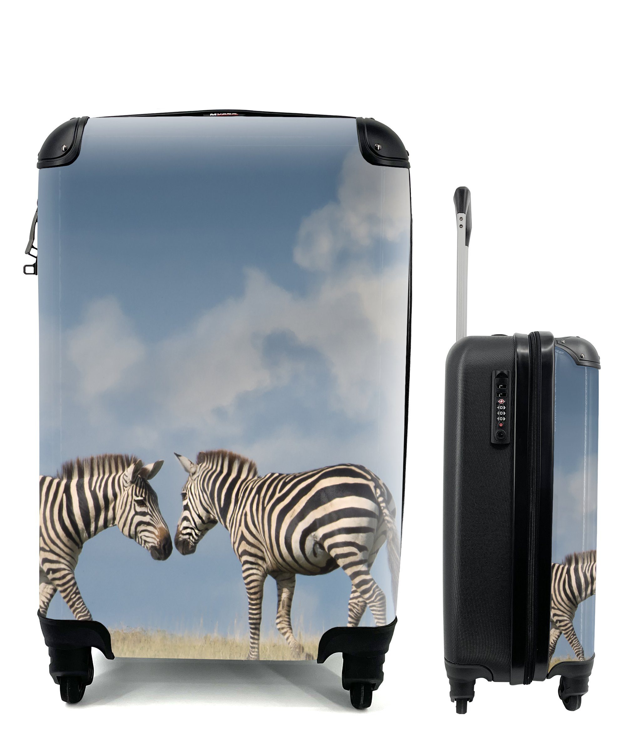 MuchoWow Handgepäckkoffer Verliebte Zebras, 4 Rollen, Reisetasche mit rollen, Handgepäck für Ferien, Trolley, Reisekoffer