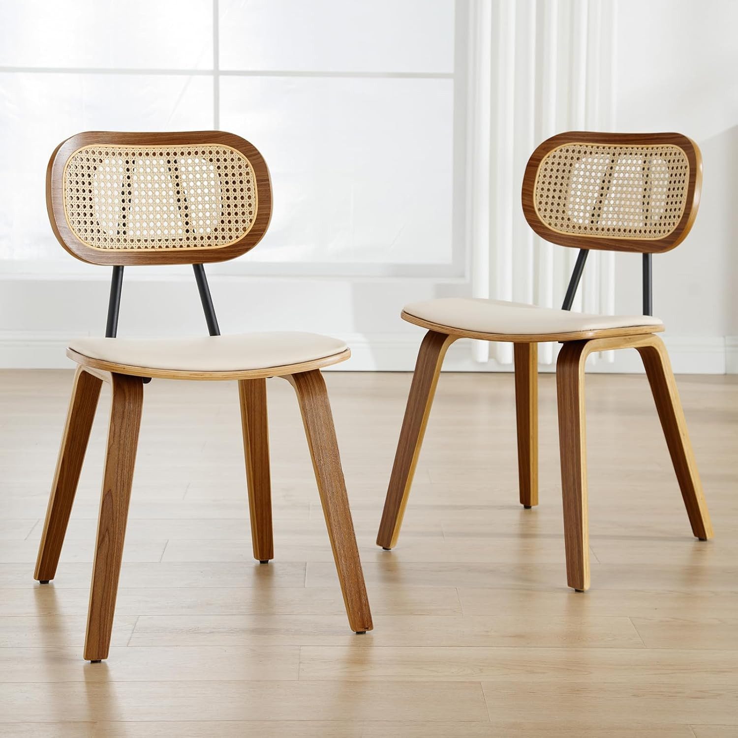 CHAIRUS Esszimmerstuhl 2er Set,mit PU-Leder, Rattan-Rückenlehne günstig online kaufen