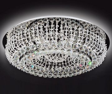 Lewima LED Deckenleuchte Adelina Glas Kristall Deckenlampe luxuriös XL Ø66cm, LED wechselbar Lichtfarbe und Stärke beliebig, 8xG9 Starterkit in Warmweiß, Decken Subbeleuchtung fest mit Kaltweiß, Glitzernd funkelnd-absolute Brillanz!