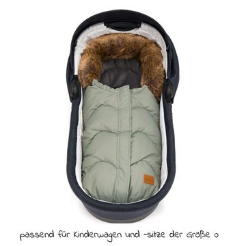 Fillikid Fußsack Lhotse - Salbei, Winterfußsack mit Fellkragen für Babyschale / Maxi Cosi & Babywanne