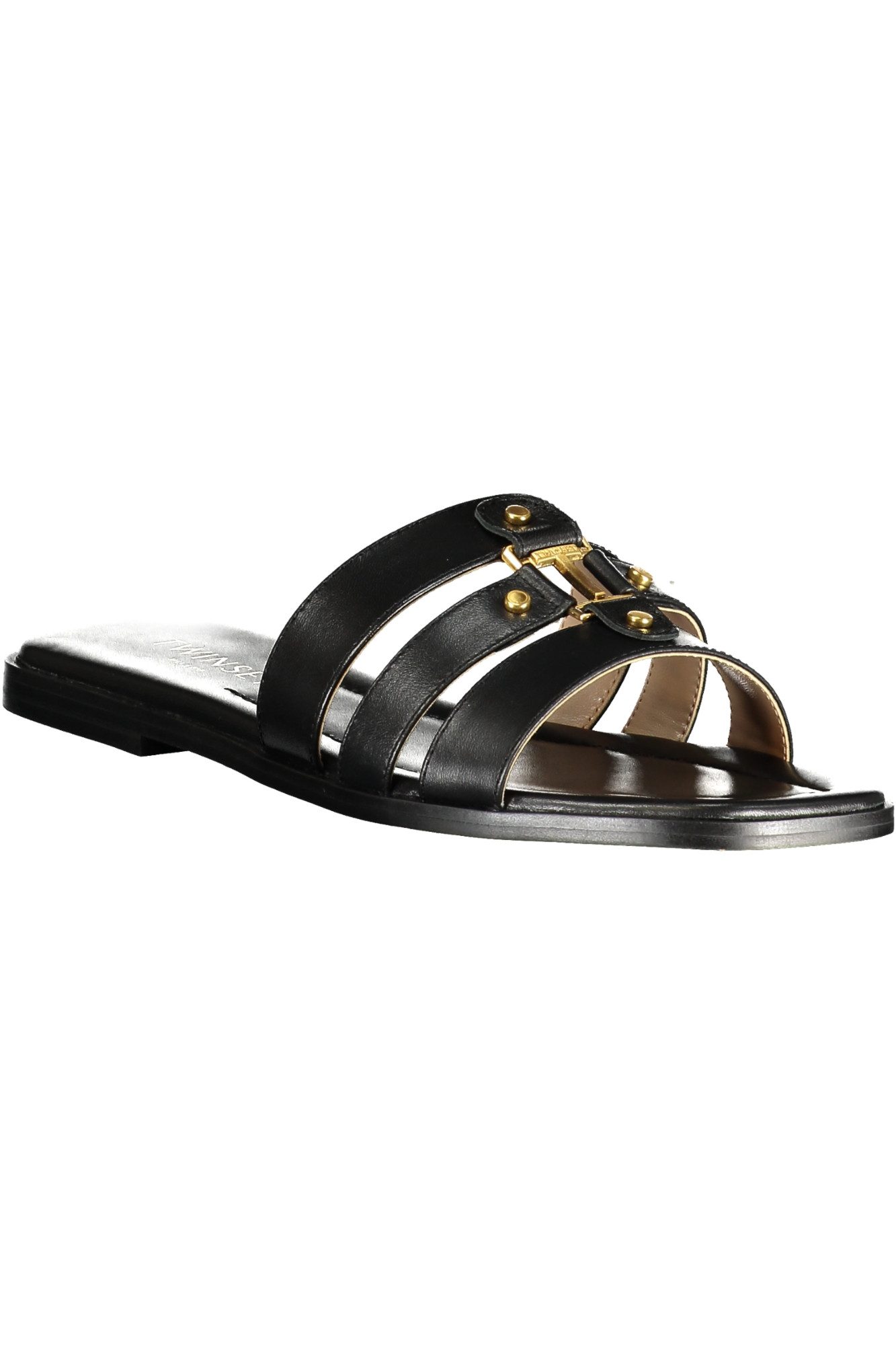 TWINSET Zehentrenner Damen Sandalen Schwarz mit Kontrastdetails und Logo