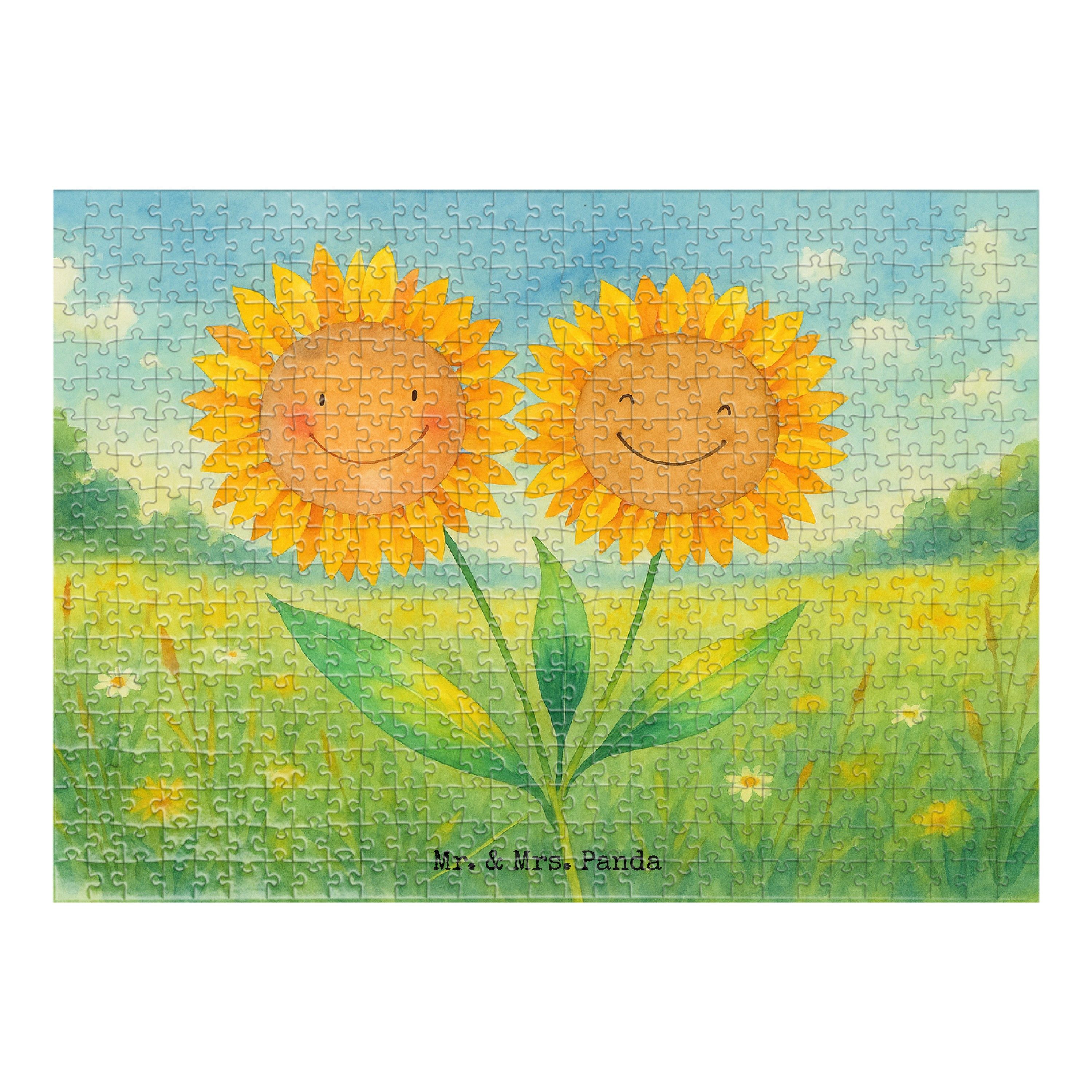 Mr. & Mrs. Panda Puzzle Blume Sonnenblume Design, Puzzle 551 Teile, Weiß, 300 Teile, 500, 150, 551 Puzzleteile, Zusammen Legespiel Freundschaft