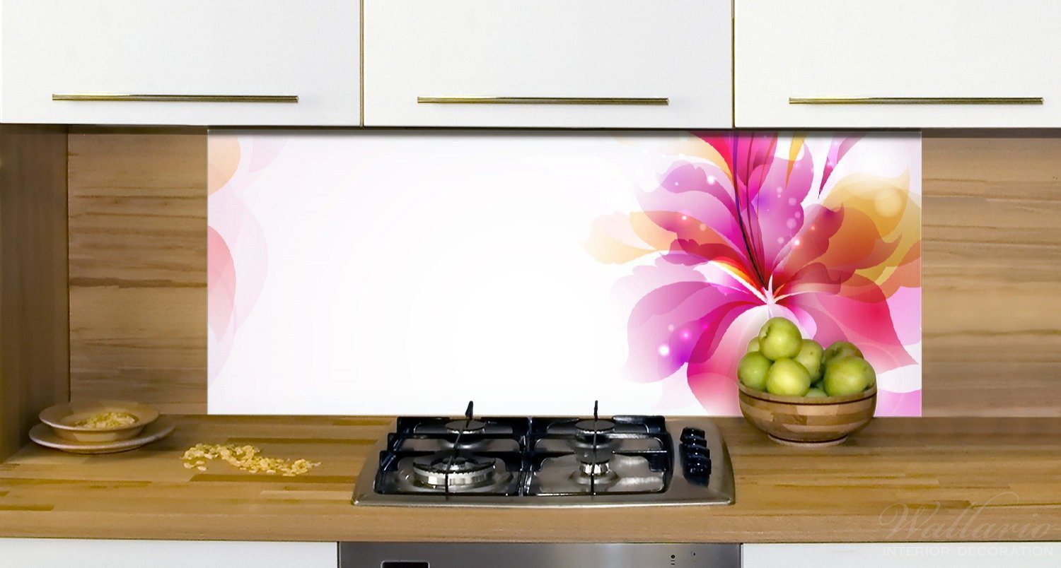 Küchenrückwand Wallario der (1-tlg) pinken Blume, Zentrum