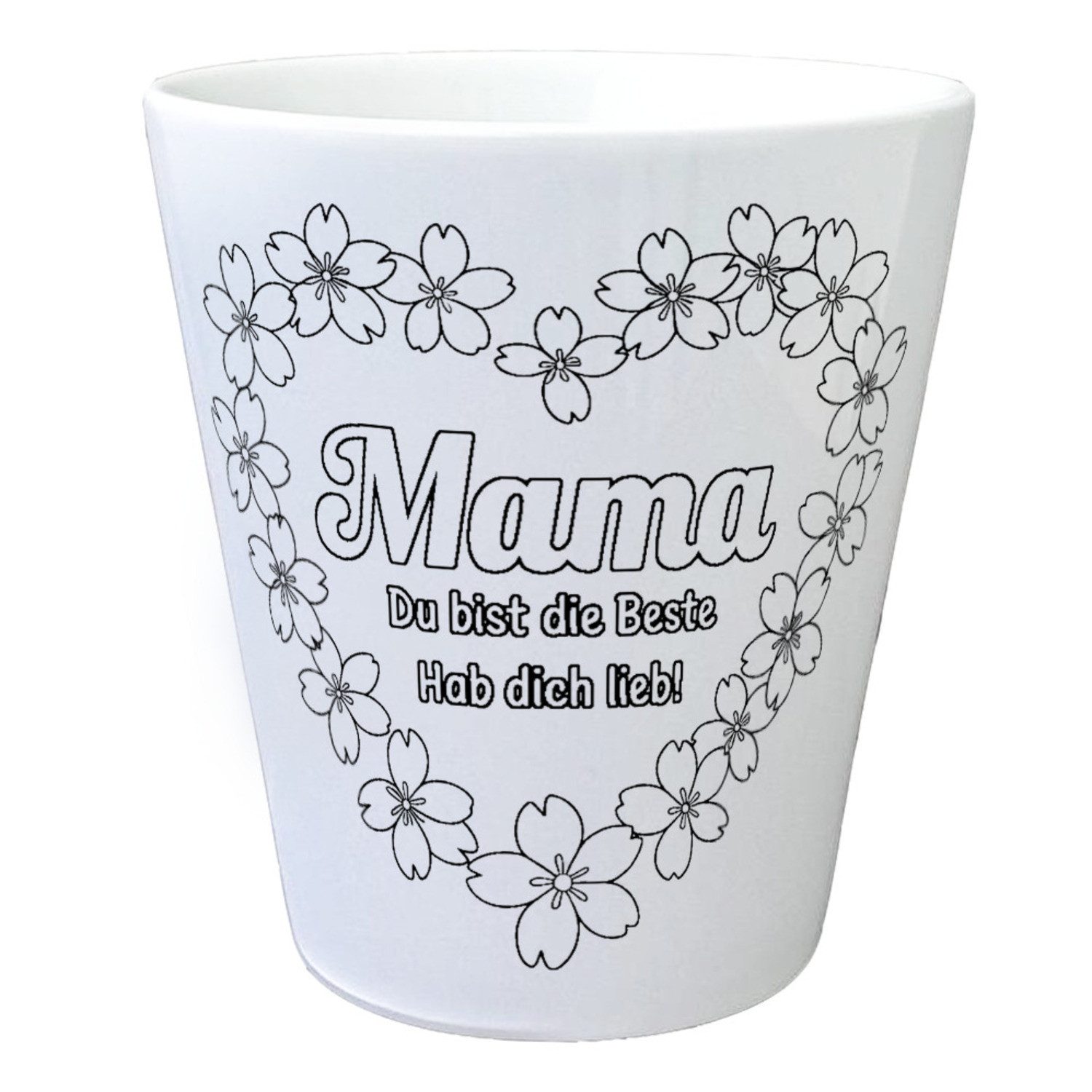 Blumentopf Blüten Herz für Mama Blumentopf zum Ausmalen