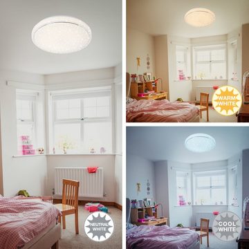 Briloner Leuchten LED-Sternenhimmel 3374-216, LED fest verbaut, Kaltweiß, Neutralweiß, Tageslichtweiß, Warmweiß, Stern Deckenlampe CCT Farbtemperaturwechsel Ø38cm