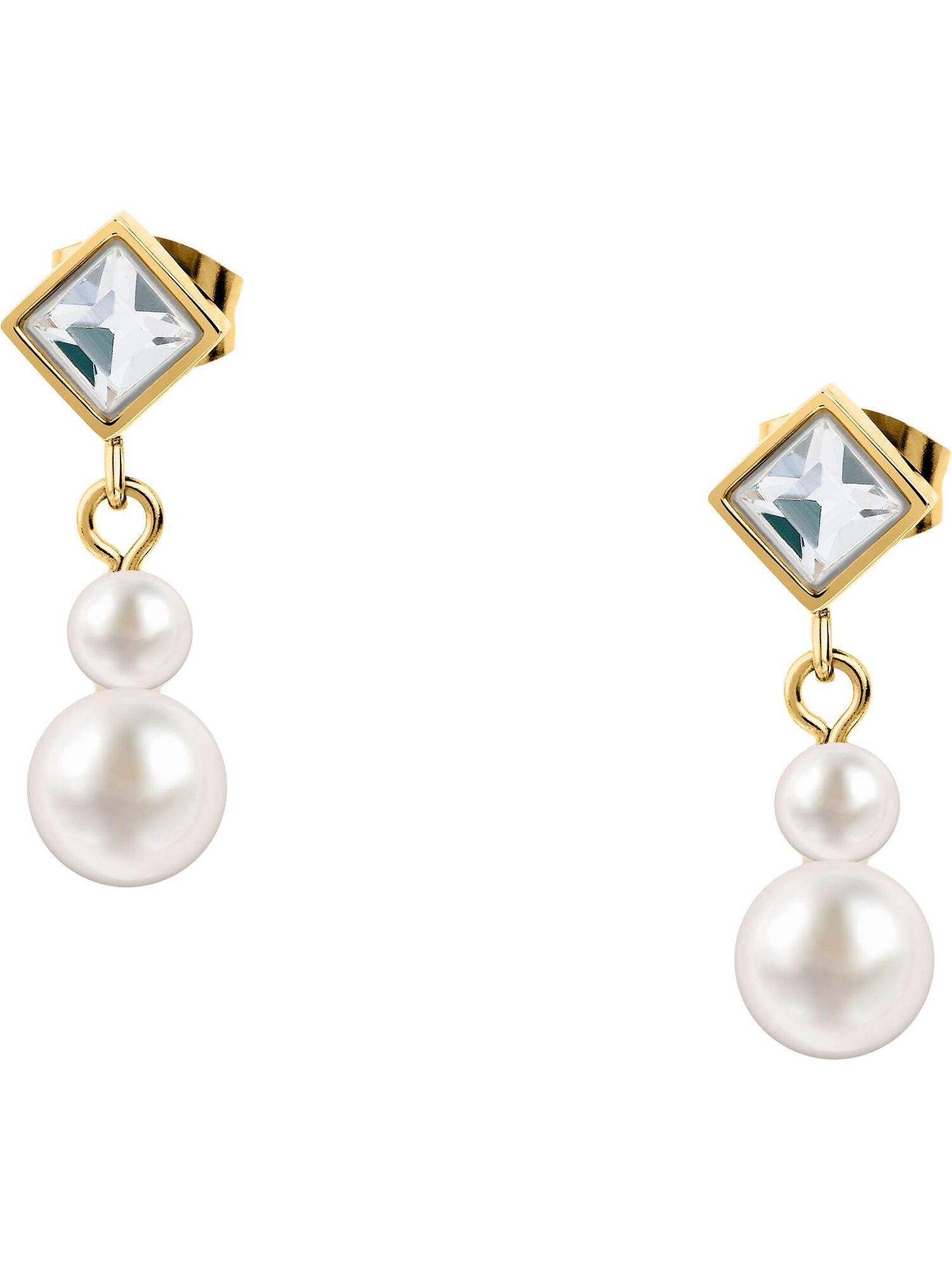 KARL LAGERFELD Paar Ohrstecker Karl Lagerfeld Damen-Ohrstecker Edelstahl Kristall, Pearl