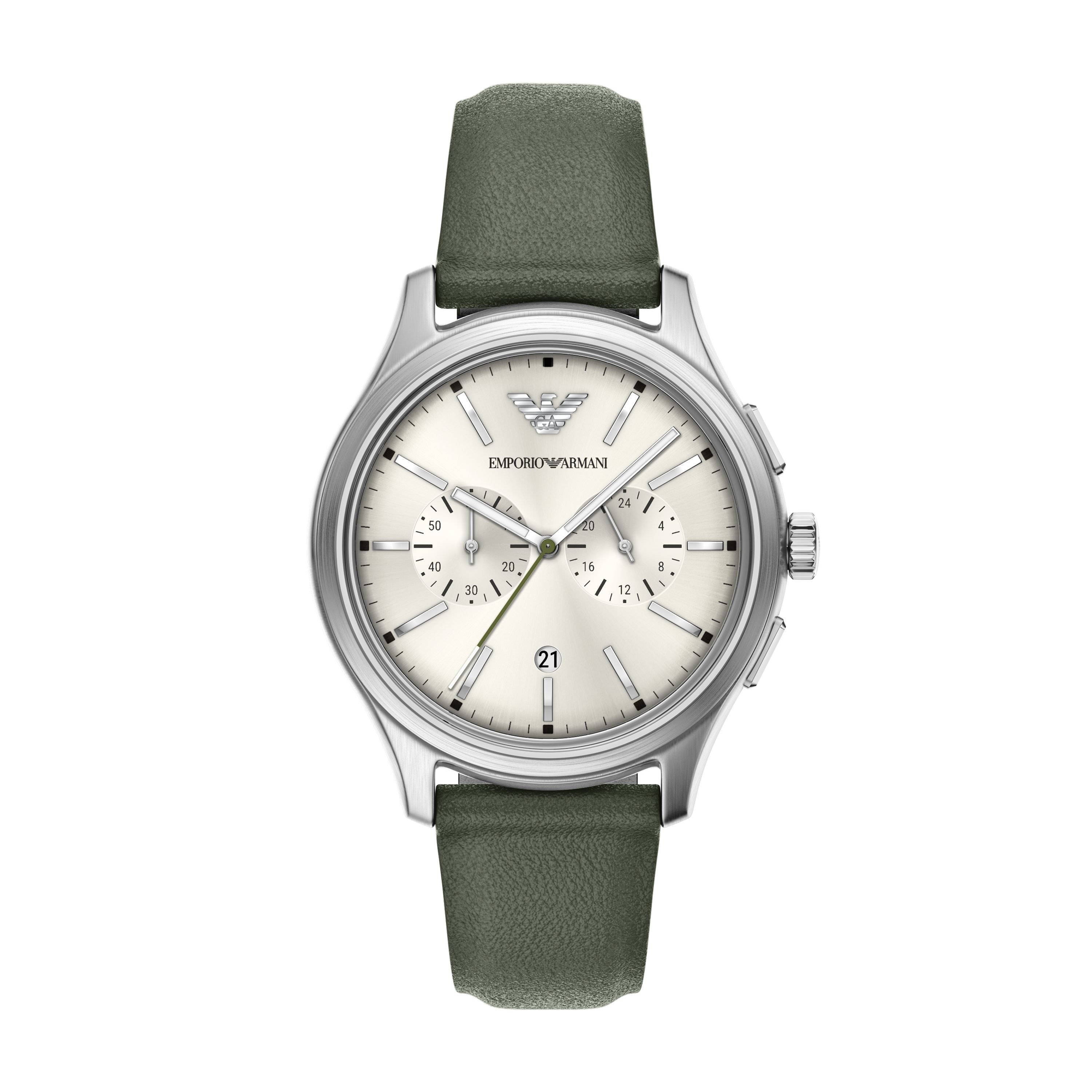 Emporio Armani Chronograph AR11801, Quarzuhr, Armbanduhr, Lederarmband, analog, Tag, Stoppfunktion