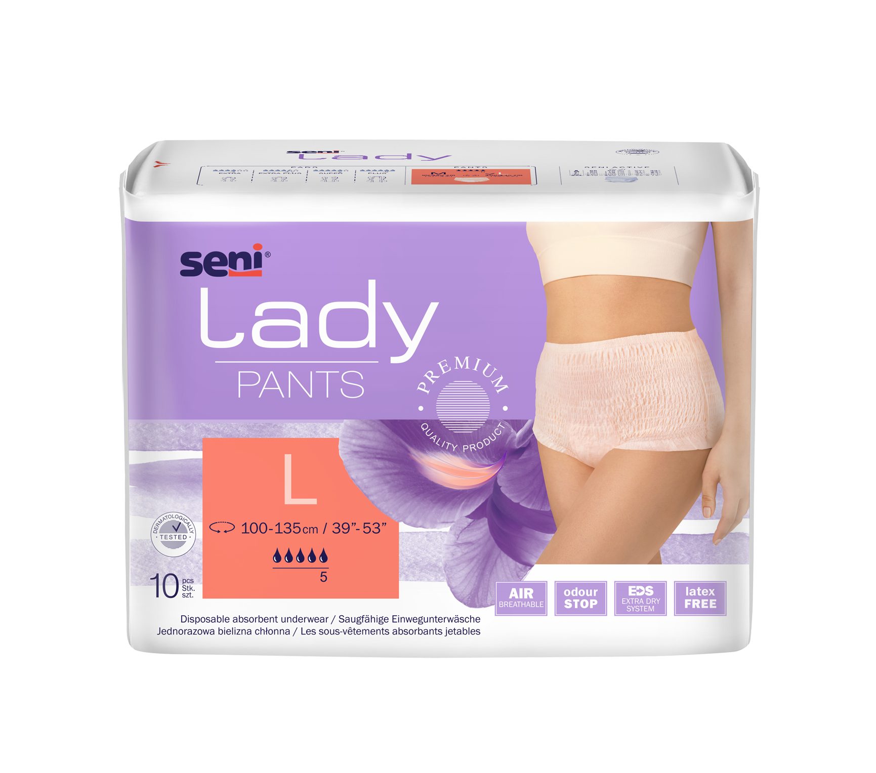 seni Inkontinenz-Pants Seni Lady Pants 8x 10 Stück, 1000 ml, L Gr., pfirsichfarben