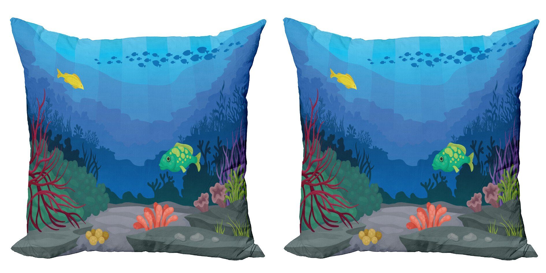 Seaweed Tiefsee Seascape Modern Stück), Digitaldruck, (2 Doppelseitiger Oceanic Accent Kissenbezüge Abakuhaus