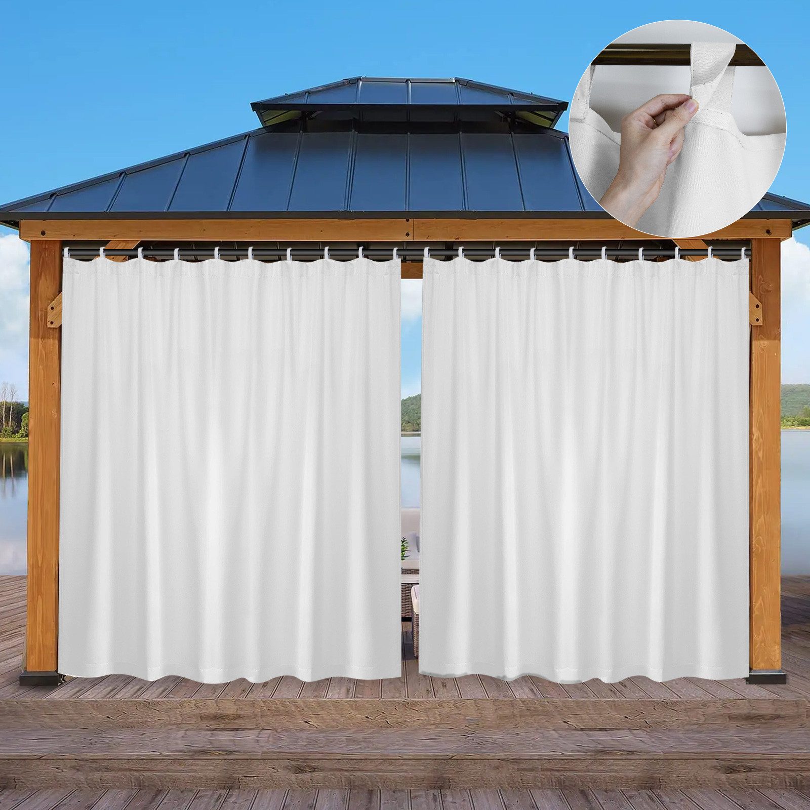 Jibenhome Gardine Vorhang Outdoor Gardinen mit Abnehmbaren Schlaufen (1 St), verdunkelnd, Wasserdicht
