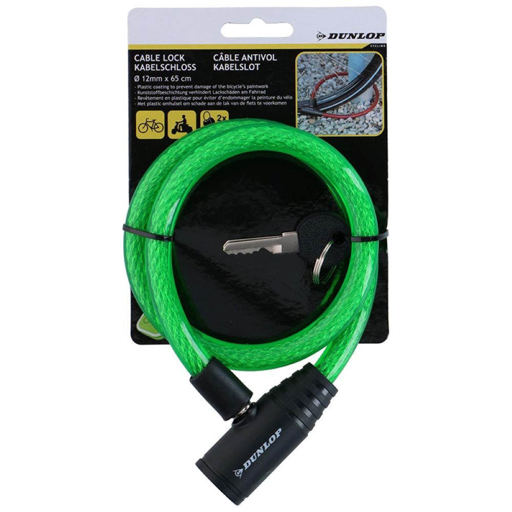 Dunlop Rahmenschloss Fahrradschloss mit Spiralschlüssel 65 cm - Schloss mit 2 Schlüsseln