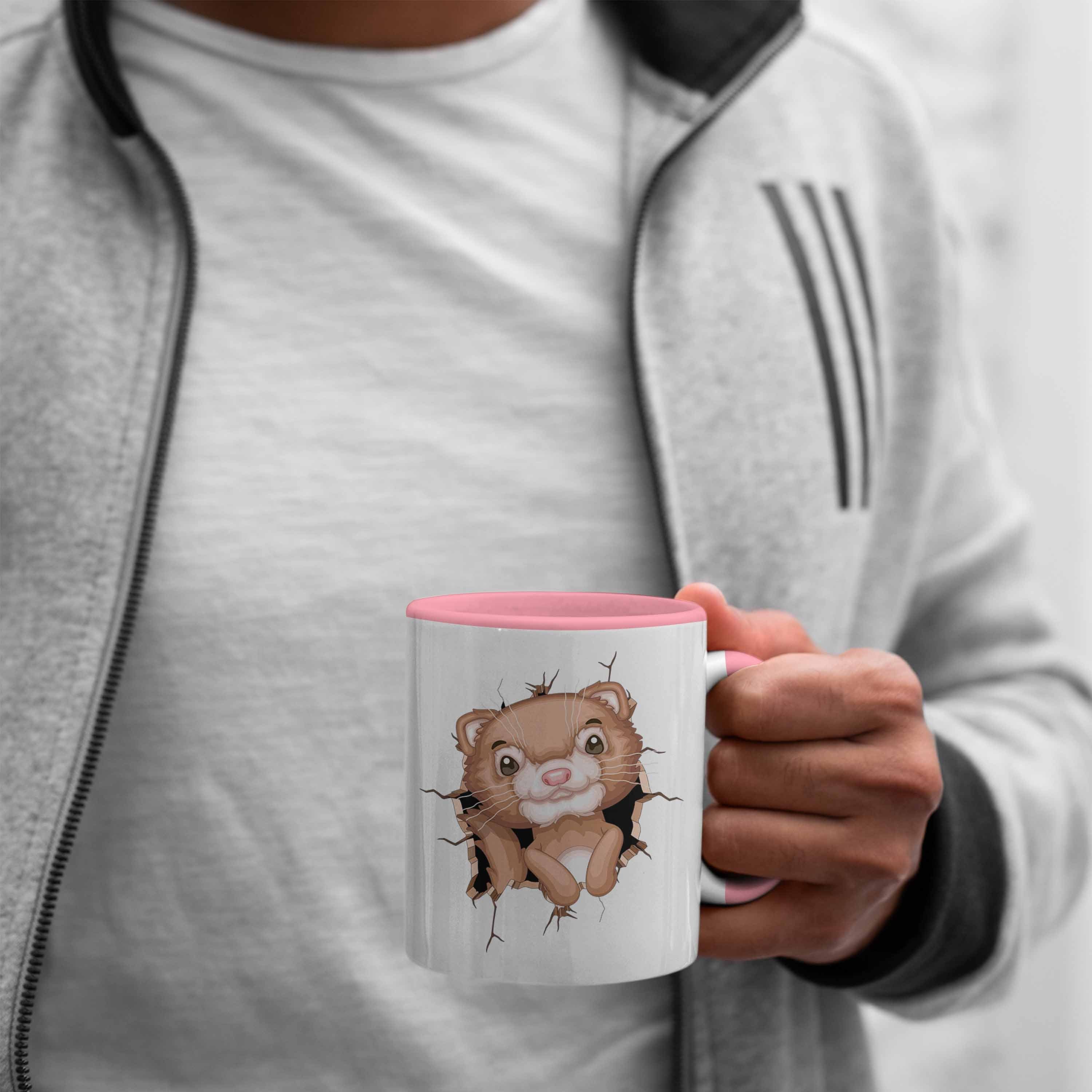 Lustige 3D Tasse Tasse Otter Geschenkdidee Rosa Kaffee-Becher Grafik Otter-Liebha Trendation