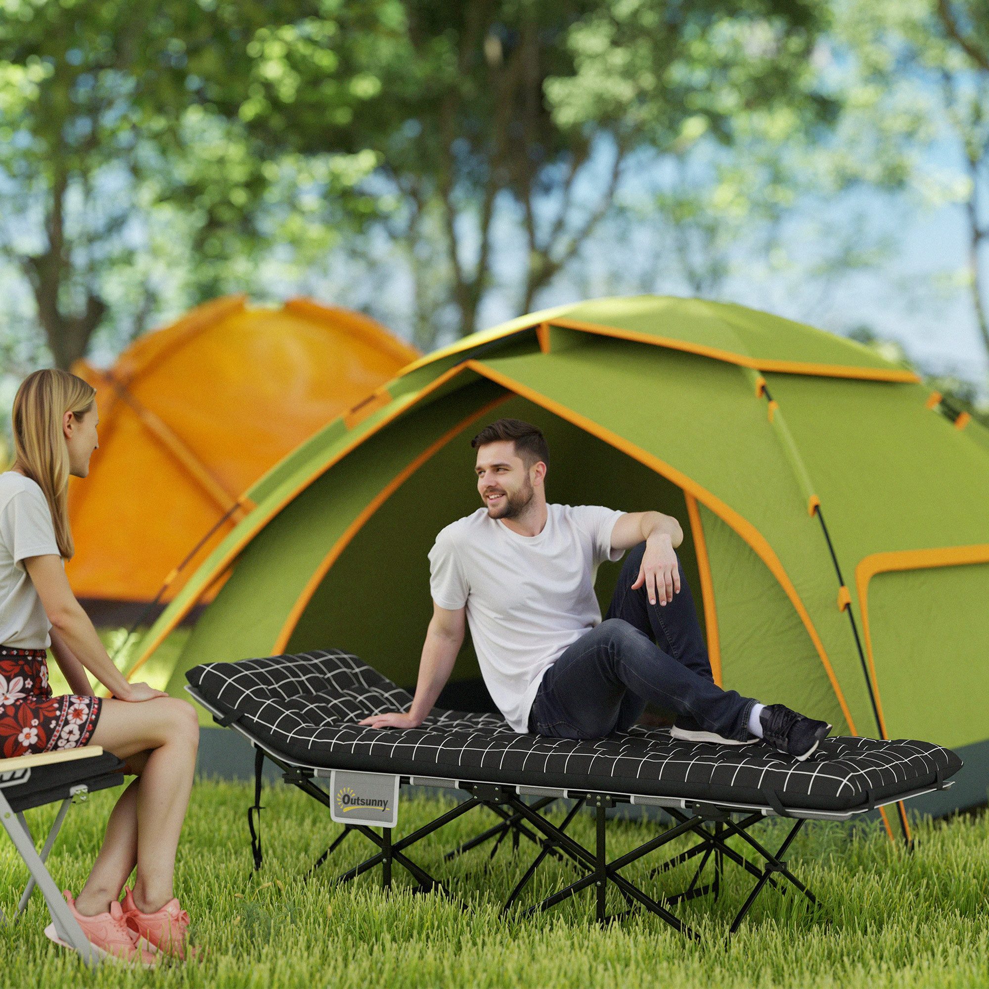 Outsunny Feldbett Klappbares Campingbett für Erwachsene günstig online kaufen