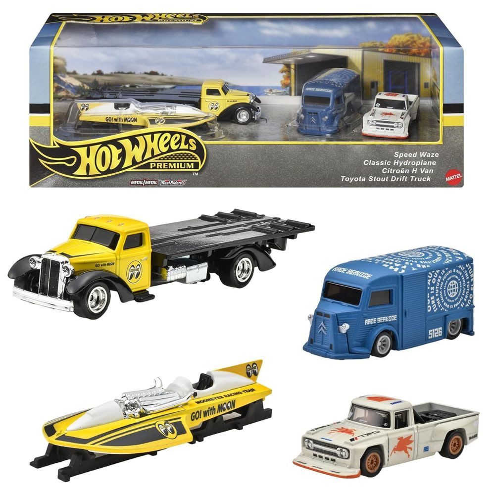 Hot Wheels Spielzeug-Rennwagen Motorhead Madness Hot Wheels Premium HRT51 4er Collector Set