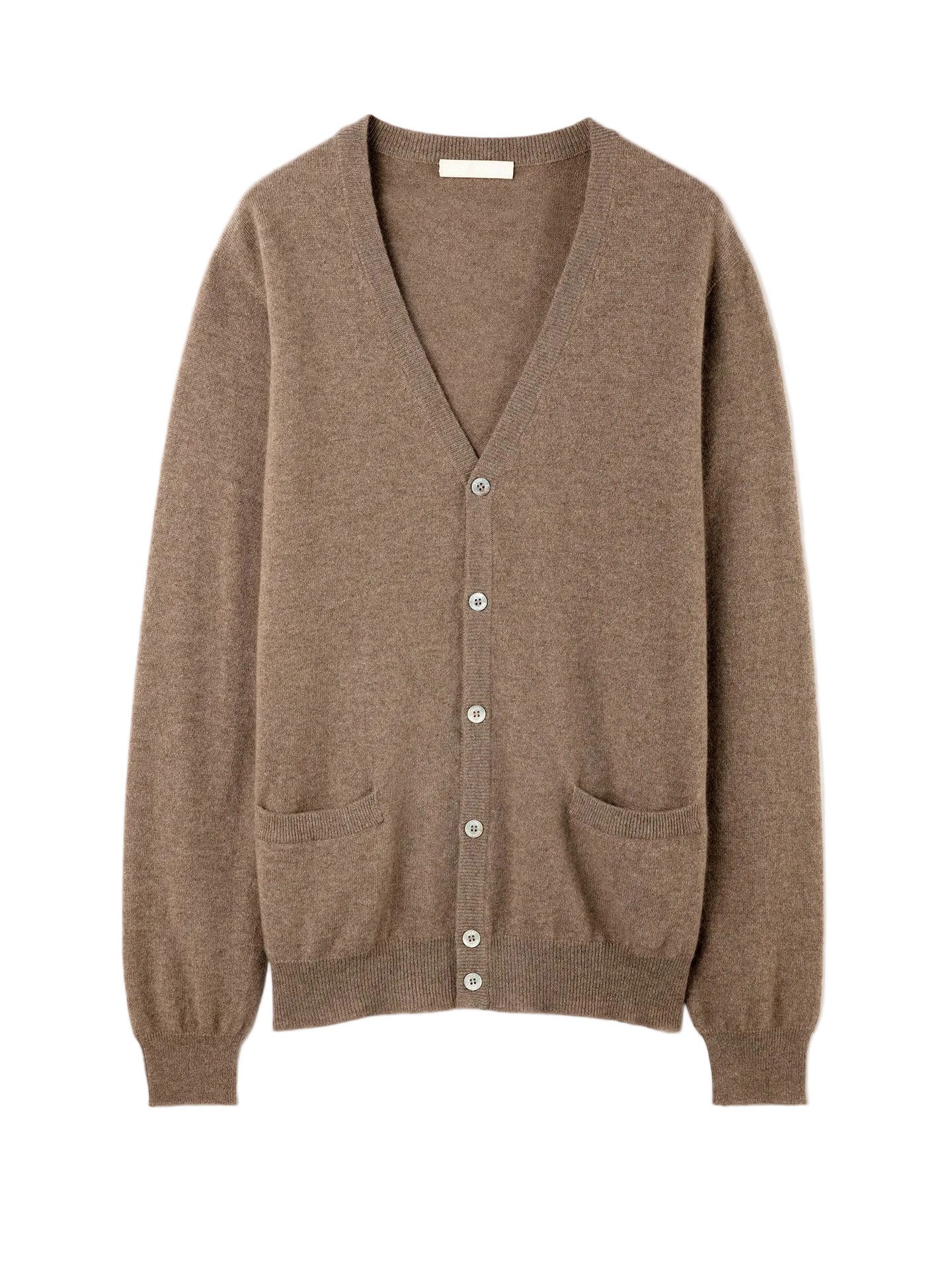 GOBI Cashmere Cardigan Naturfarbe V-Ausschnitt Kaschmir Strickjacke mit Knöpfen