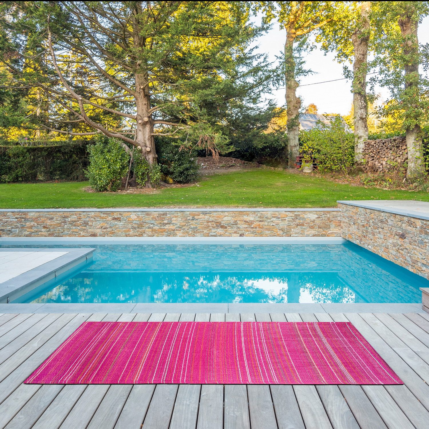 Marrakesch Orient & Mediterran Interior Outdoorteppich Outdoor-Läufer Jakinta aus Polypropylen, wetterfest, in Pink 180 cm, Höhe: 10 mm – Bild 5 von 5