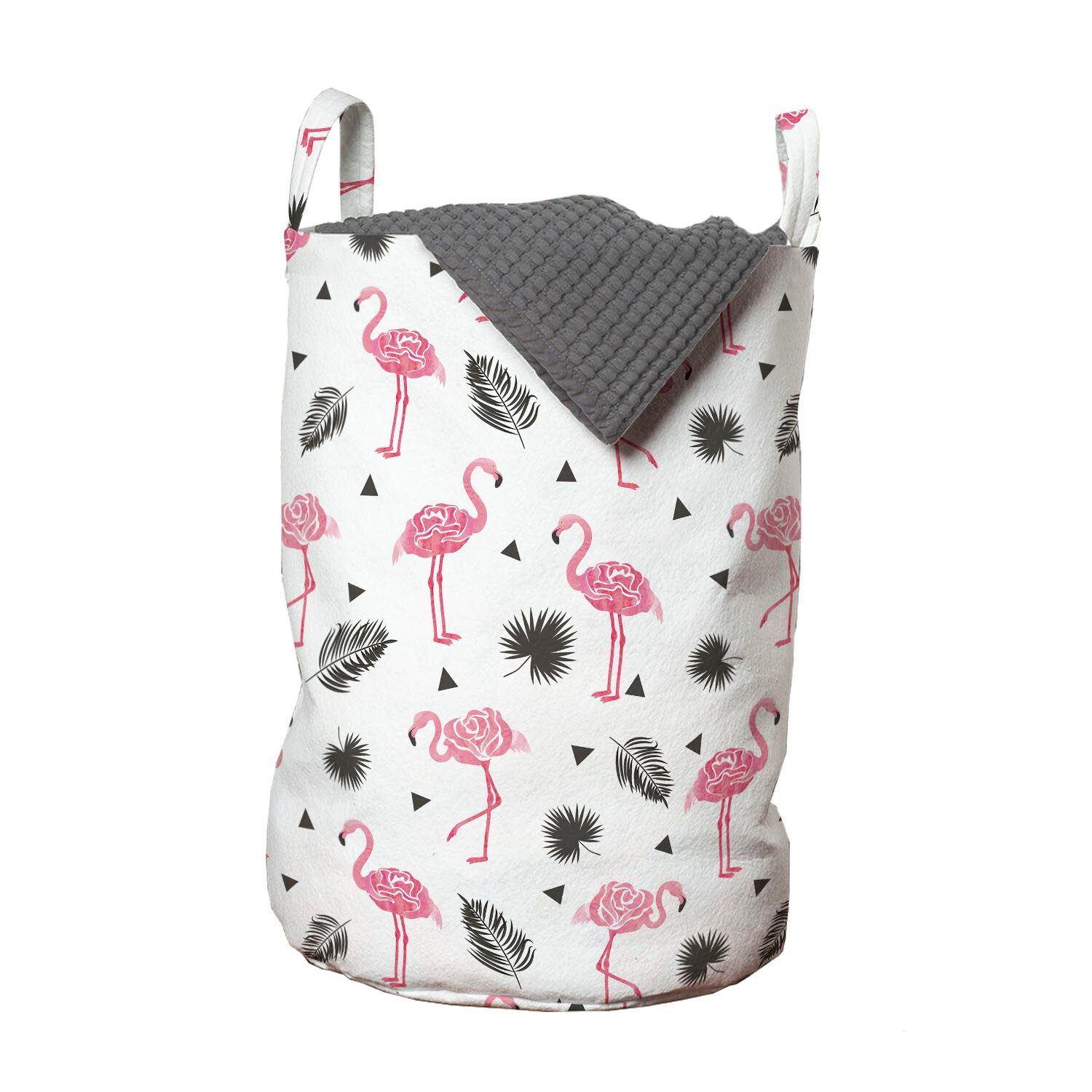 Wäschekorb Wäschesäckchen mit Griffen Waschsalons, Aquarell-Kunst Kordelzugverschluss Abakuhaus Flamingo Flamingo für