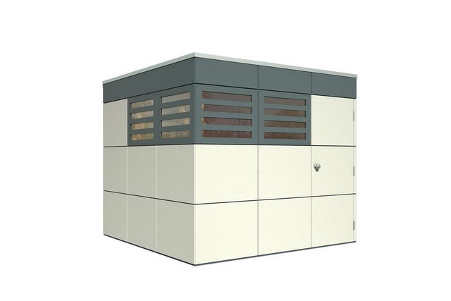 Skanholz Skan Holz-Gartenhaus CrossCube Haus Sydney 3 BxT 253x253cm Telegrau-Schiefergrau