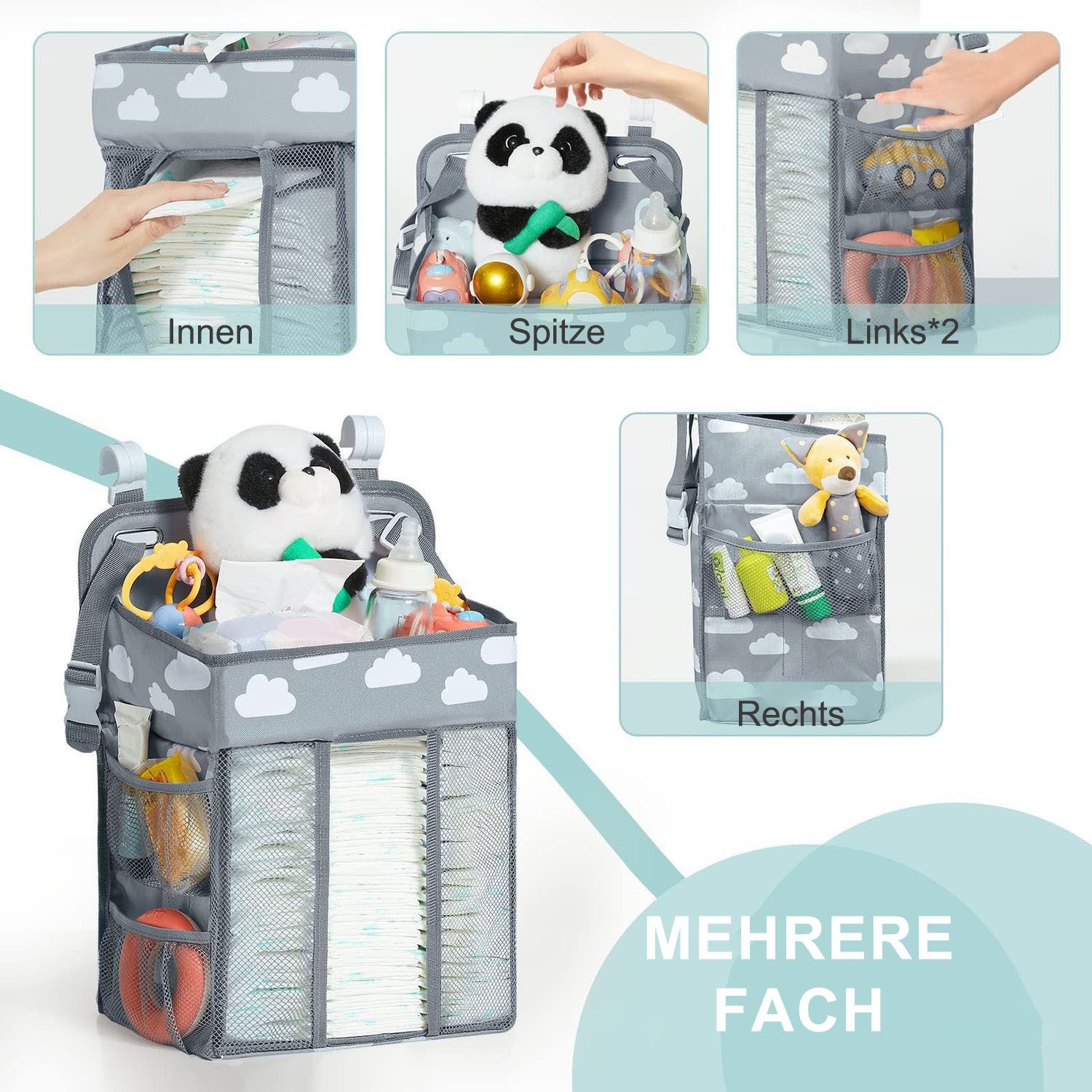 AIMAX Wickeltisch Organizer Hängeorganizer Wickelkommode Zubehör Hänge, Windel Organizer für Windel-Organizer für Wickeltisch