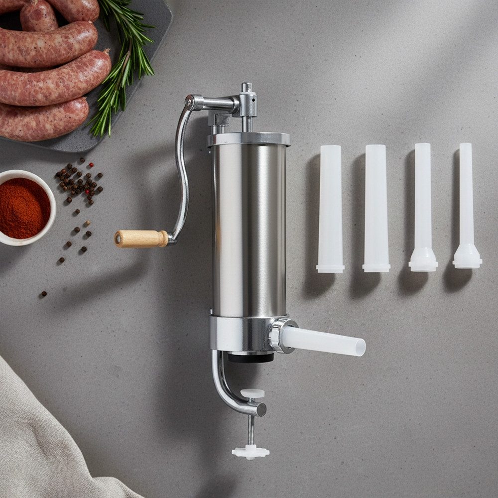 Mucola Wurstfüllaufsatz Wurstfüller Füllmaschine Wurstmaschine Wurstspritze, Zubehör für Universal, ergonomische Handkurbel