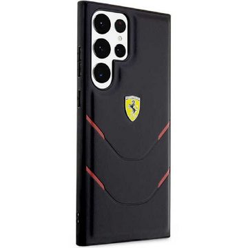 Ferrari Handyhülle Case Samsung Galaxy S23 Ultra Ferrari Kunstleder schwarz 6,8 Zoll, Kantenschutz
