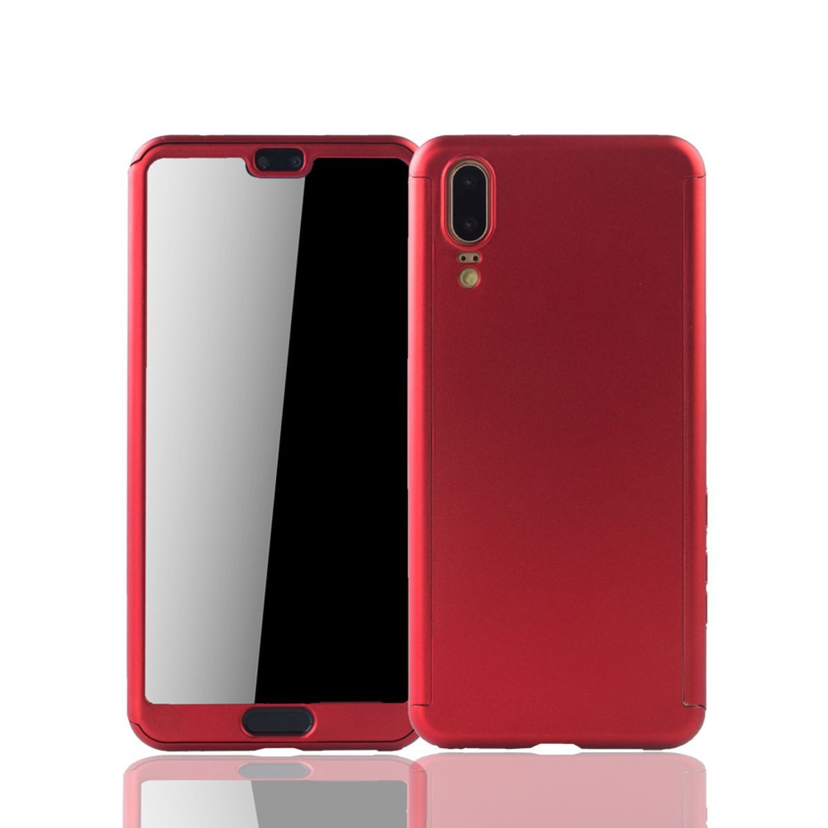 König Design Handyhülle Huawei P20, Huawei P20 Handyhülle 360 Grad Schutz Full Cover Rot
