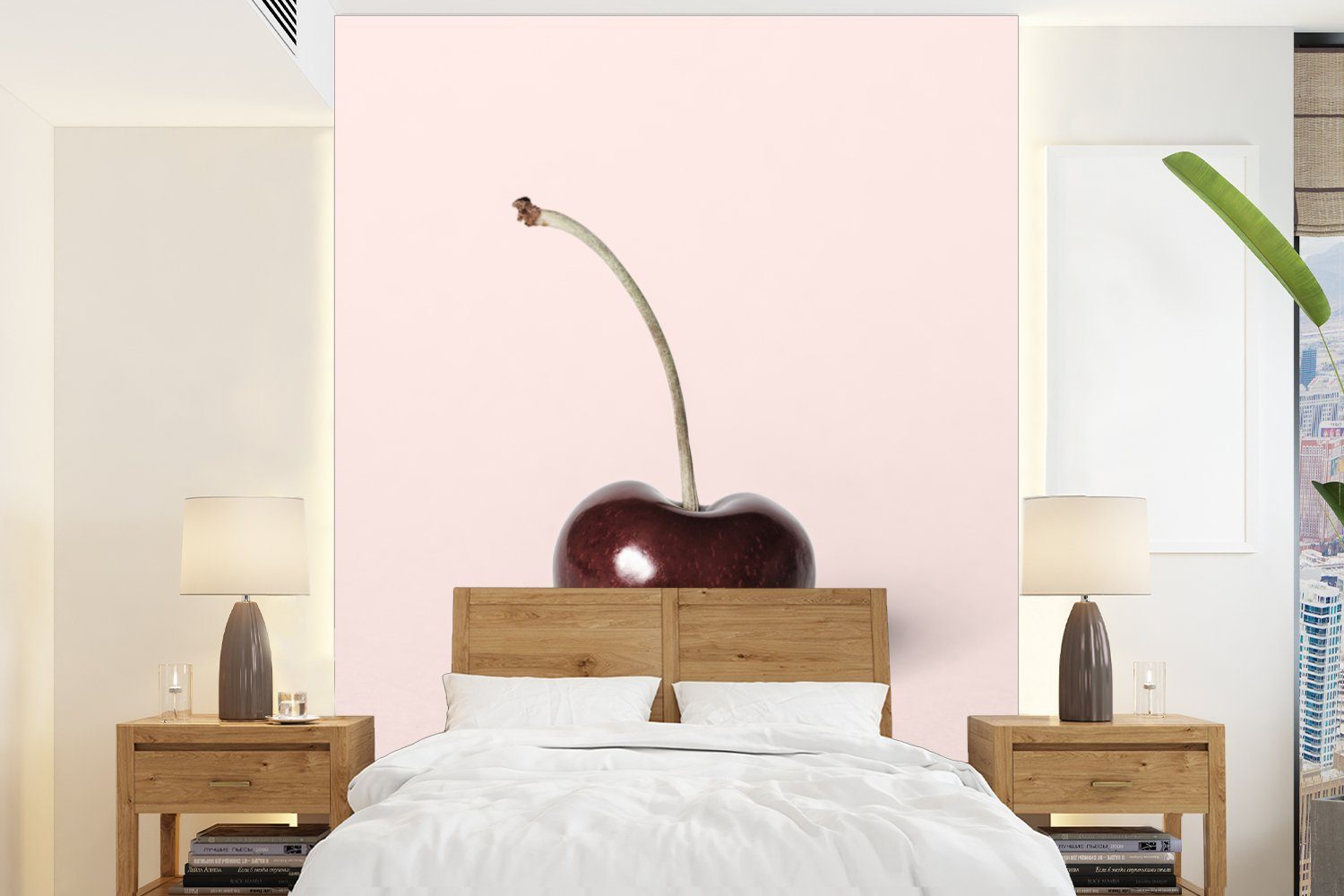 MuchoWow Fototapete Matt, für Stilleben, Rot - St), bedruckt, Kirsche - Obst Tapete (4 Montagefertig Wohnzimmer, Vinyl - Wandtapete