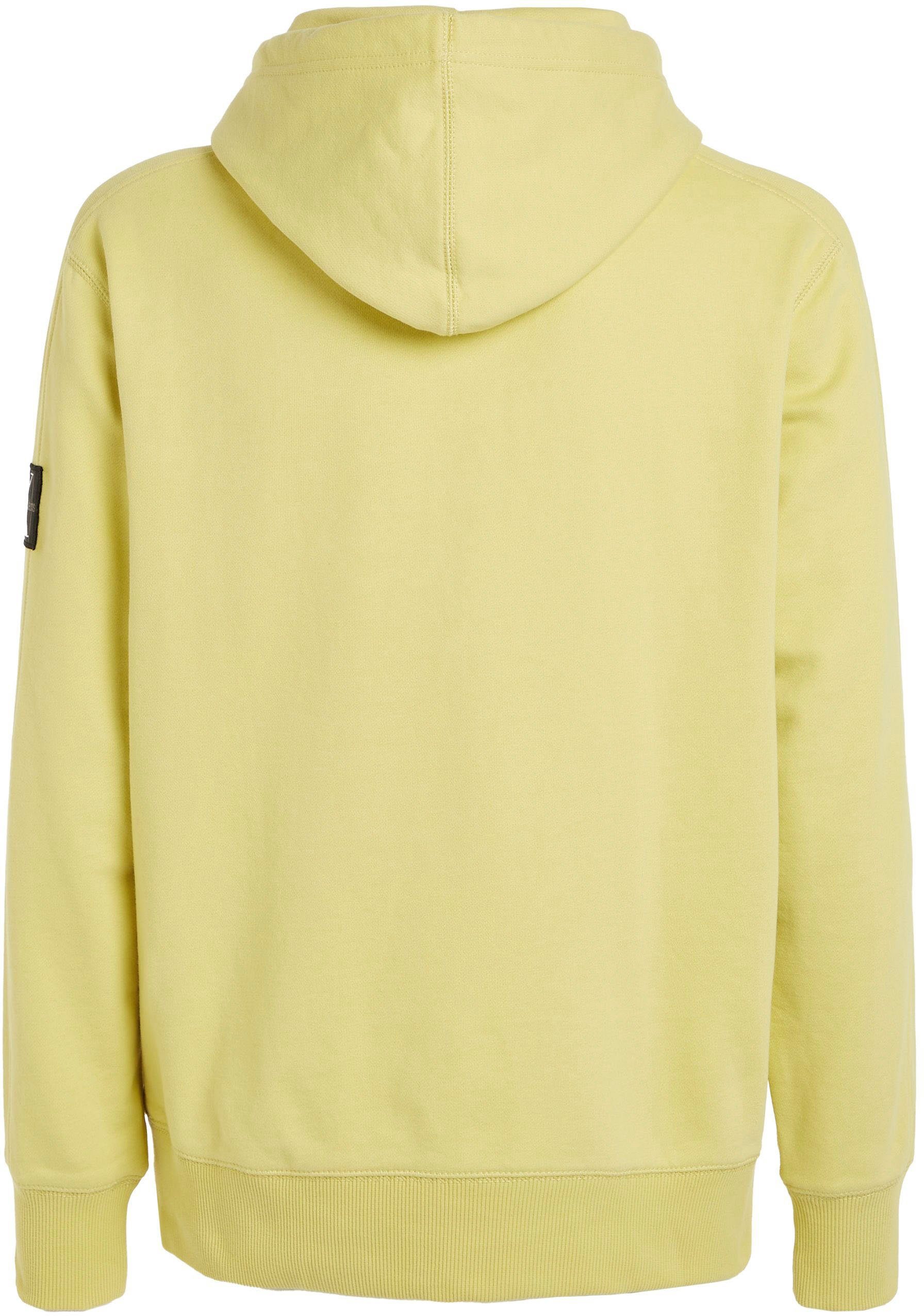 HOODIE Kapuzensweatshirt Jeans mit Yellow BADGE Logopatch Klein Sand Calvin