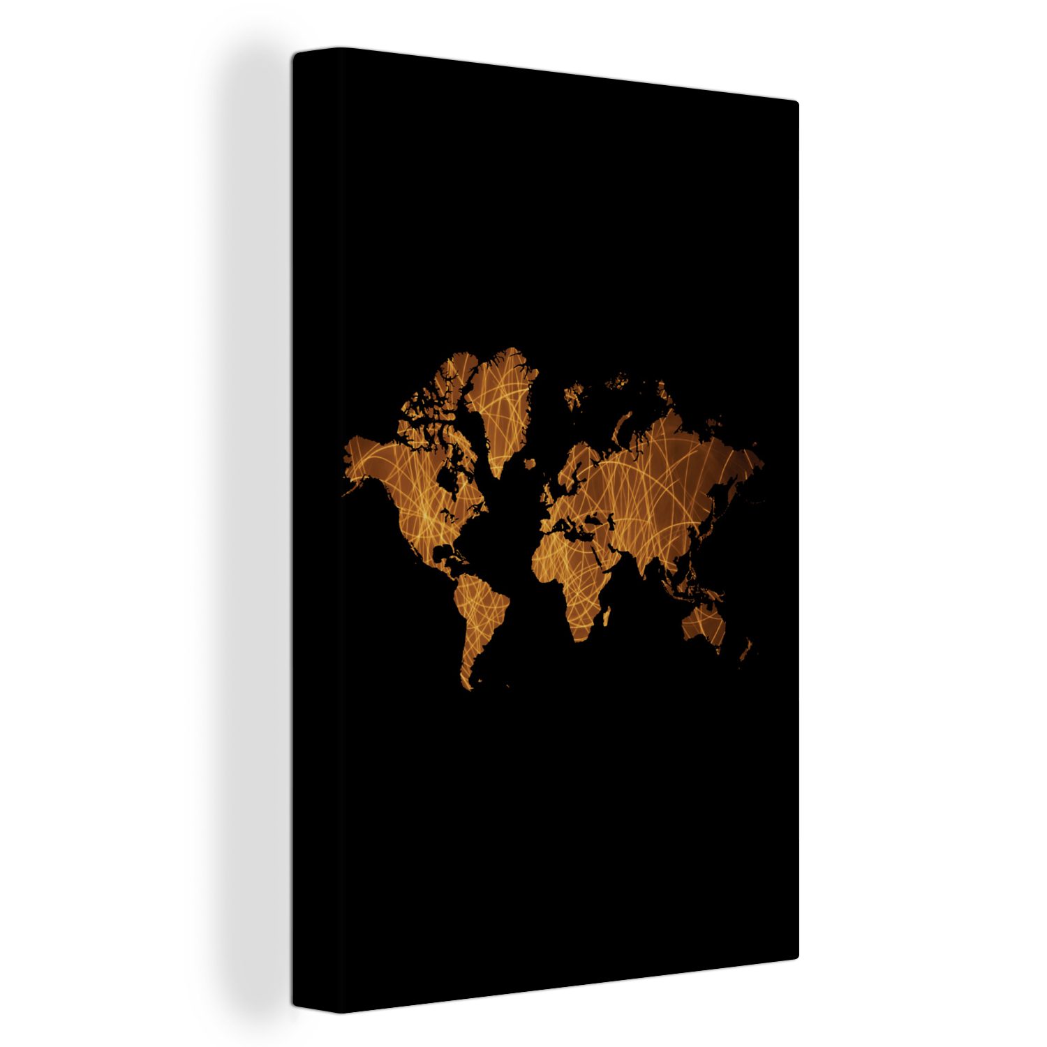 OneMillionCanvasses® Leinwandbild Weltkarte - Gold - Luxus, (1 St), Leinwandbild fertig bespannt inkl. Zackenaufhänger, Gemälde, 20x30 cm