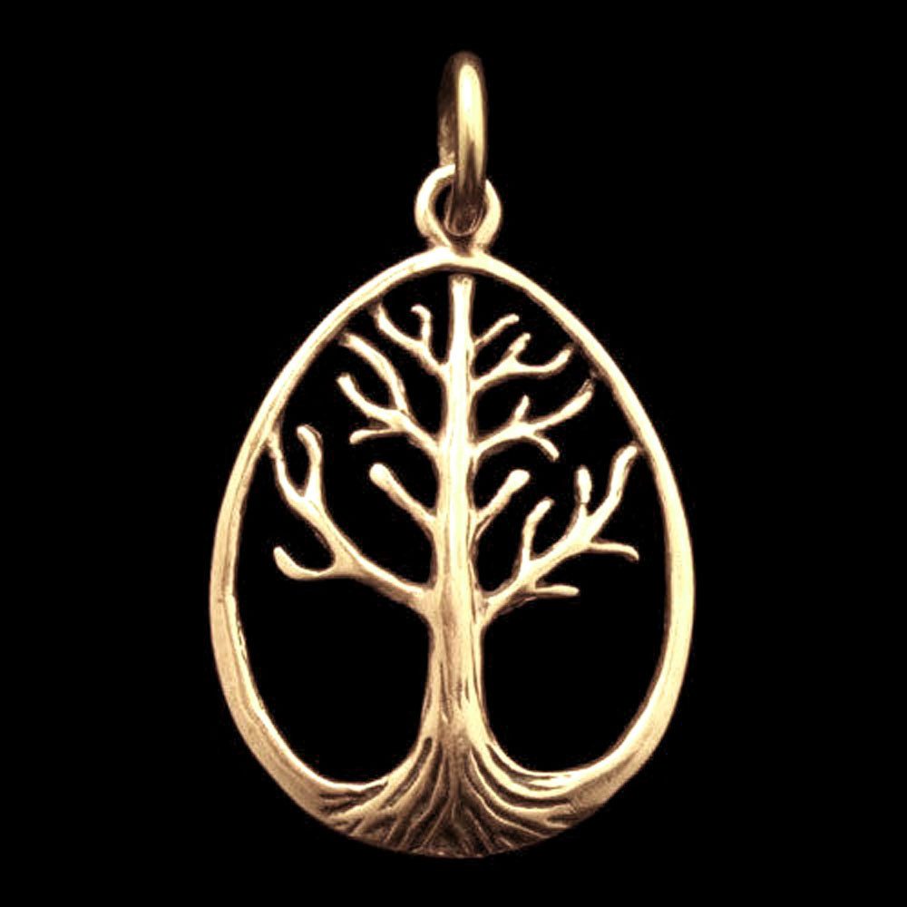 HOPLO Kettenanhänger Anhänger Bronzener Weltenbaum Schmuck - Lebensbaum - 40x23mm