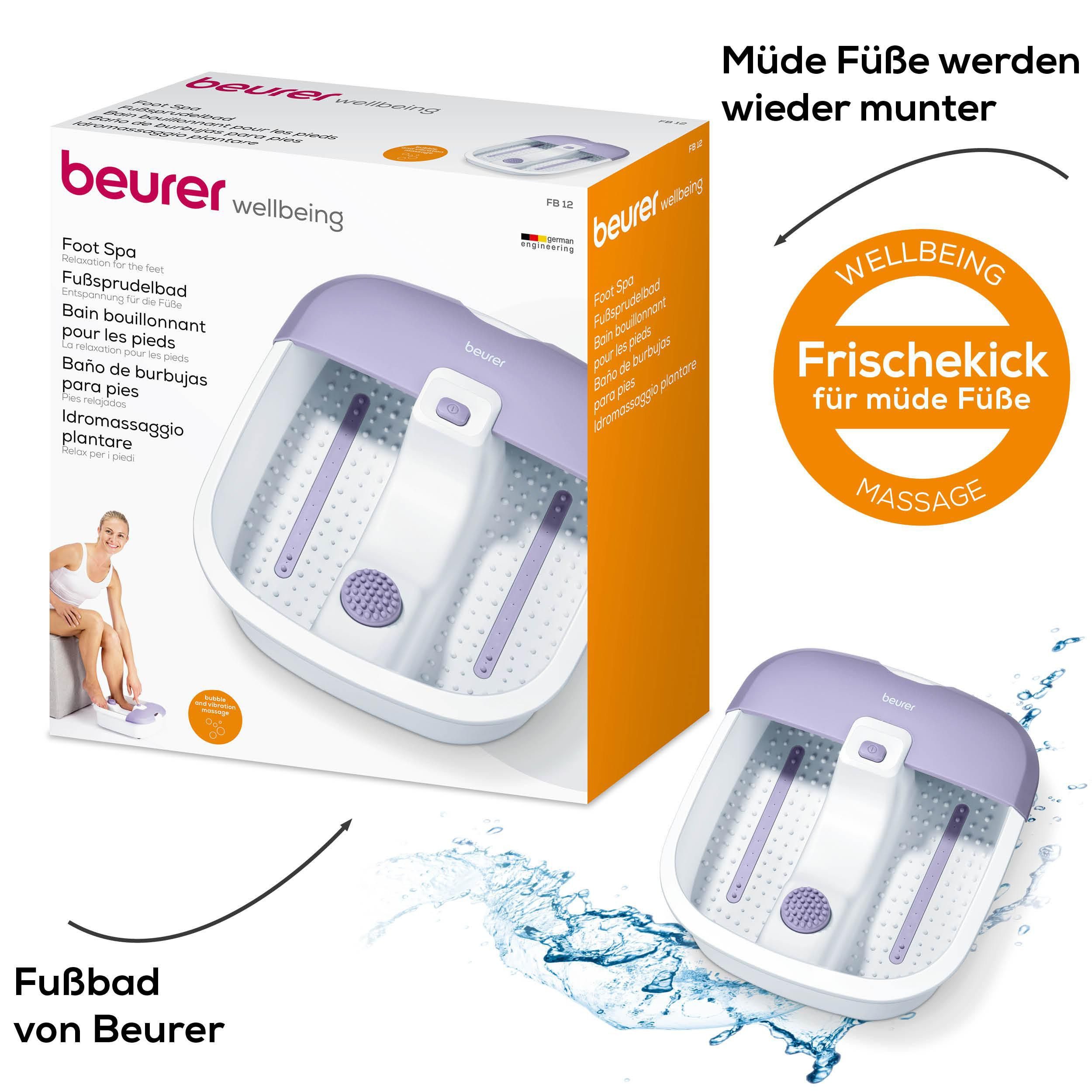 BEURER Fußbad Fußsprudelbad FB 12 mit Vibrations- und Sprudelmassage, Fördert die Durchblutung und lindert schwere und müde Beine
