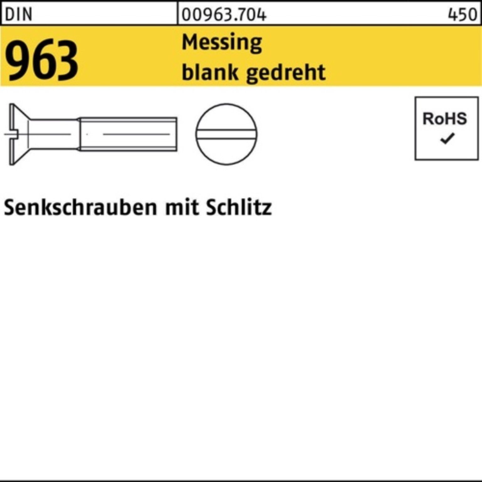 Schlitz Senkschraube DIN M1,6x 963 gedreht Pack 10 blank Reyher 100er Messing Senkschraube