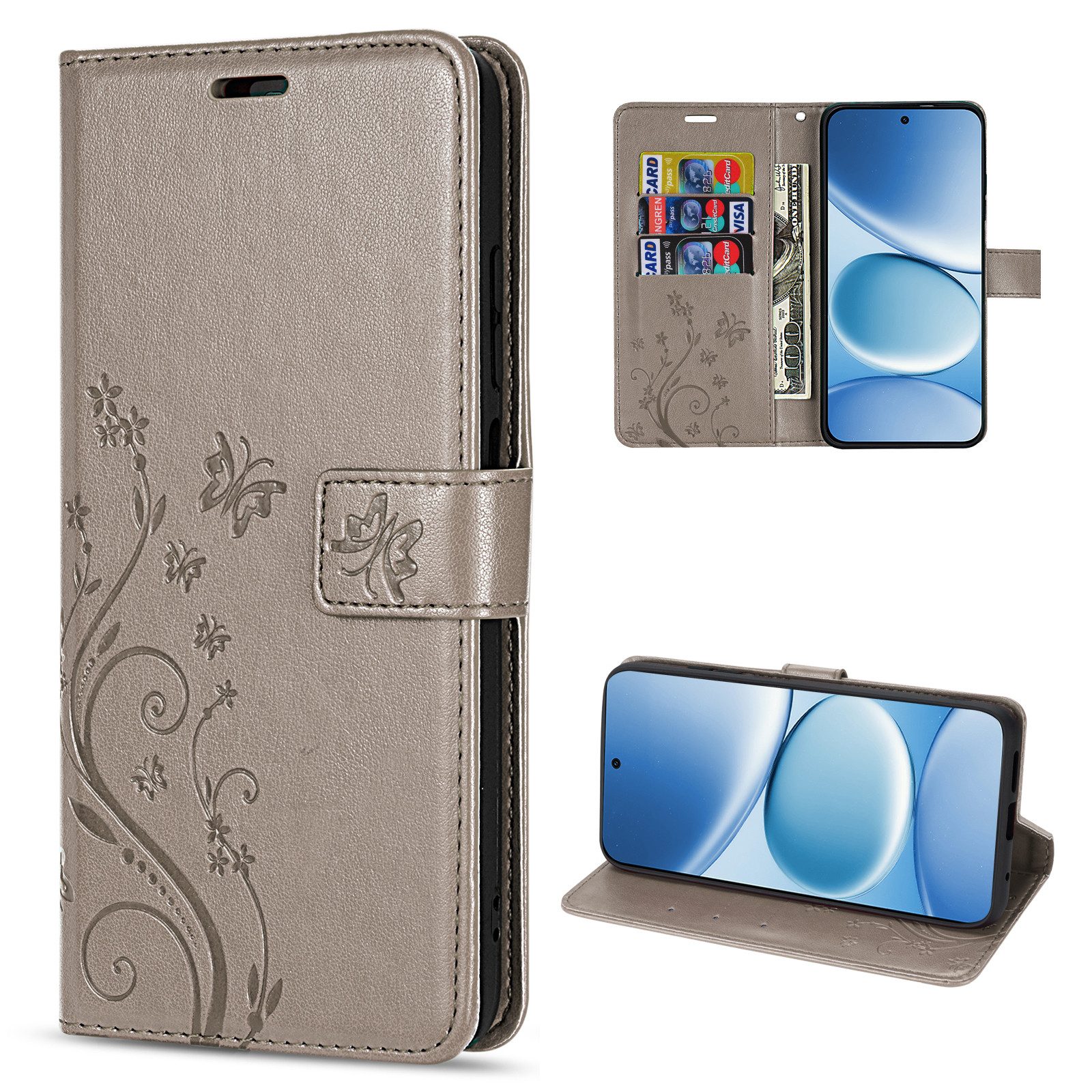betterfon Handyhülle für Xiaomi Redmi Note 15 Pro+ Hülle Wallet Case Flip Cover, Bookstyle-Hülle: Magnetverschluss 3 Kartenfächer & Standfunktion