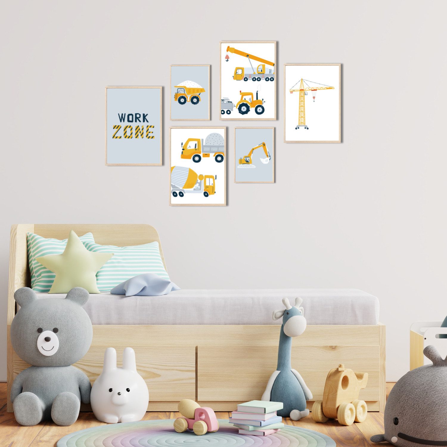 MeinBaby123® Poster Bagger, Bilder Kinderzimmer Deko, Baufahrzeuge, Kran, B günstig online kaufen