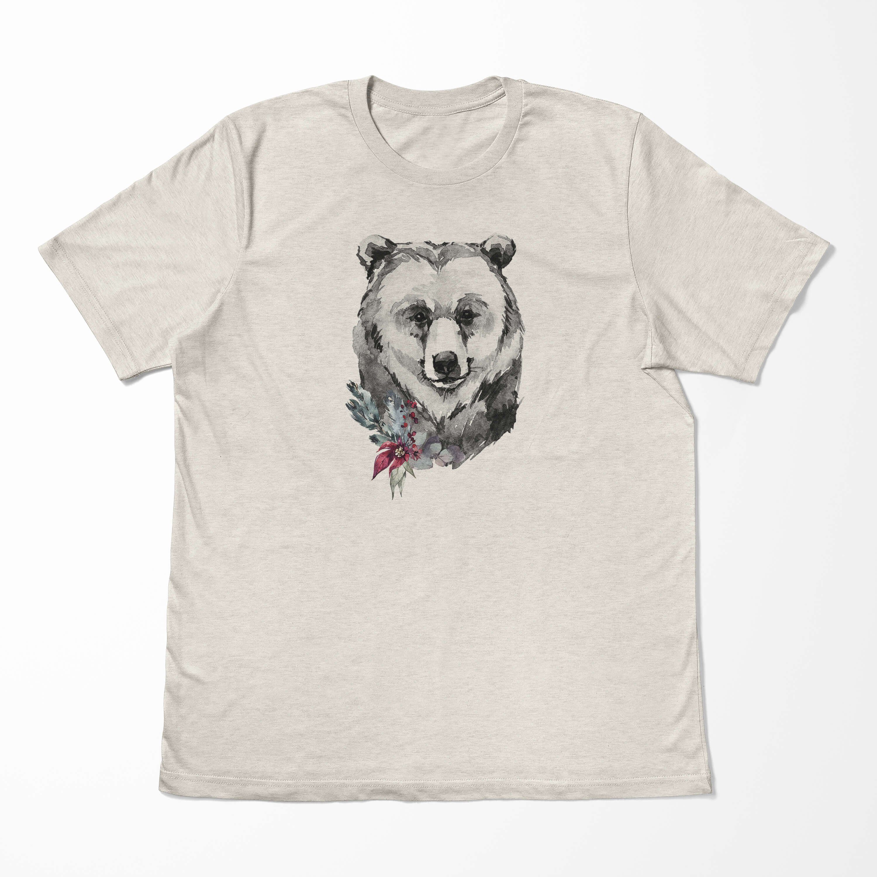 Art gekämmte Shirt Ökomode T-Shirt Nachhaltig Sinus Herren Motiv Porträt Aquarell aus T-Shirt 100% Bio-Baumwolle Bär (1-tlg)