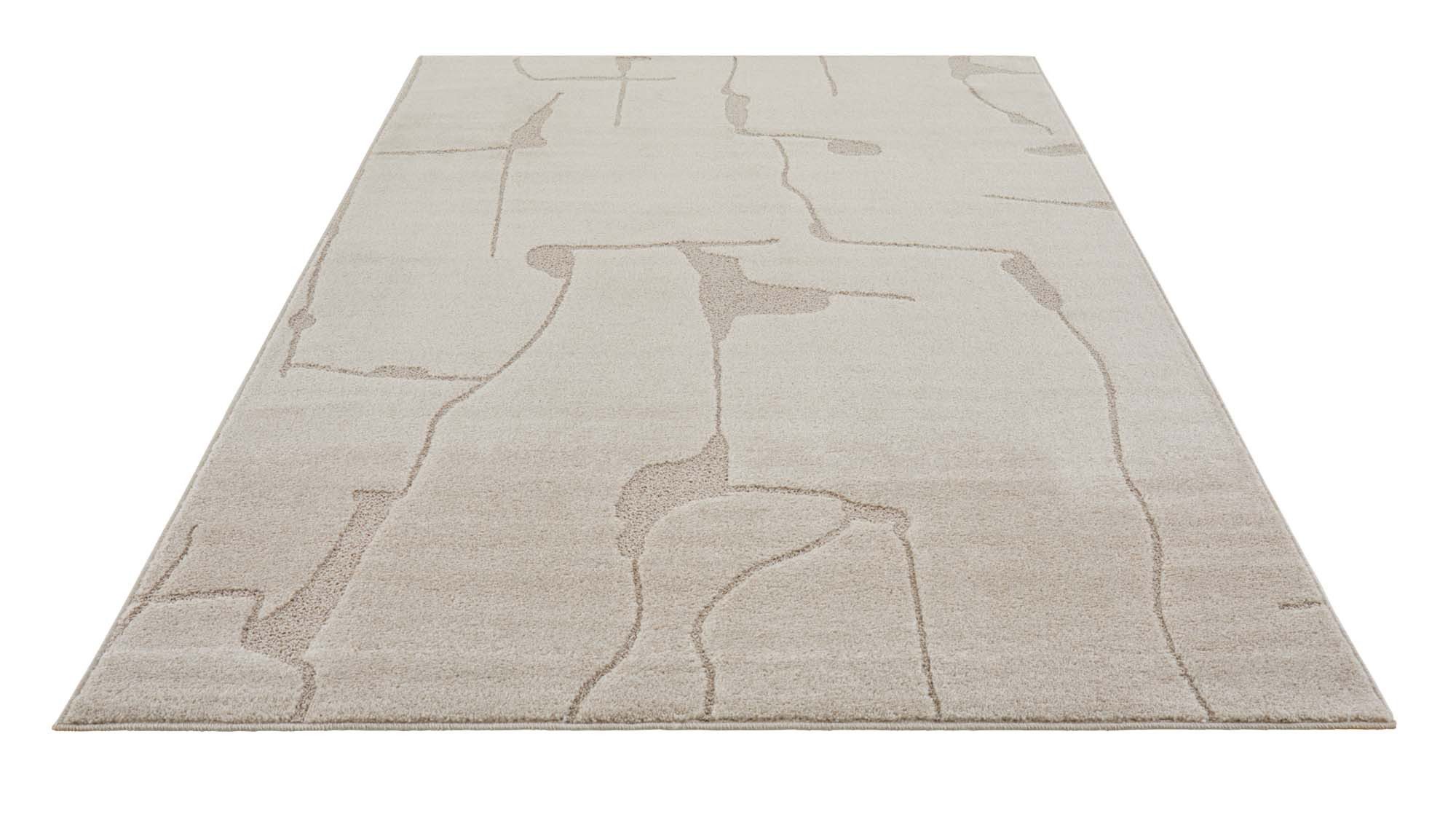 TaraCarpet Teppich Tara Carpet Avalon uni Hoch-Tief-Struktur, rechteckig, Höhe: 13 mm, Wohnzimmer, Schlafzimmer, Esszimmer, Jugendzimmer beige 080x150