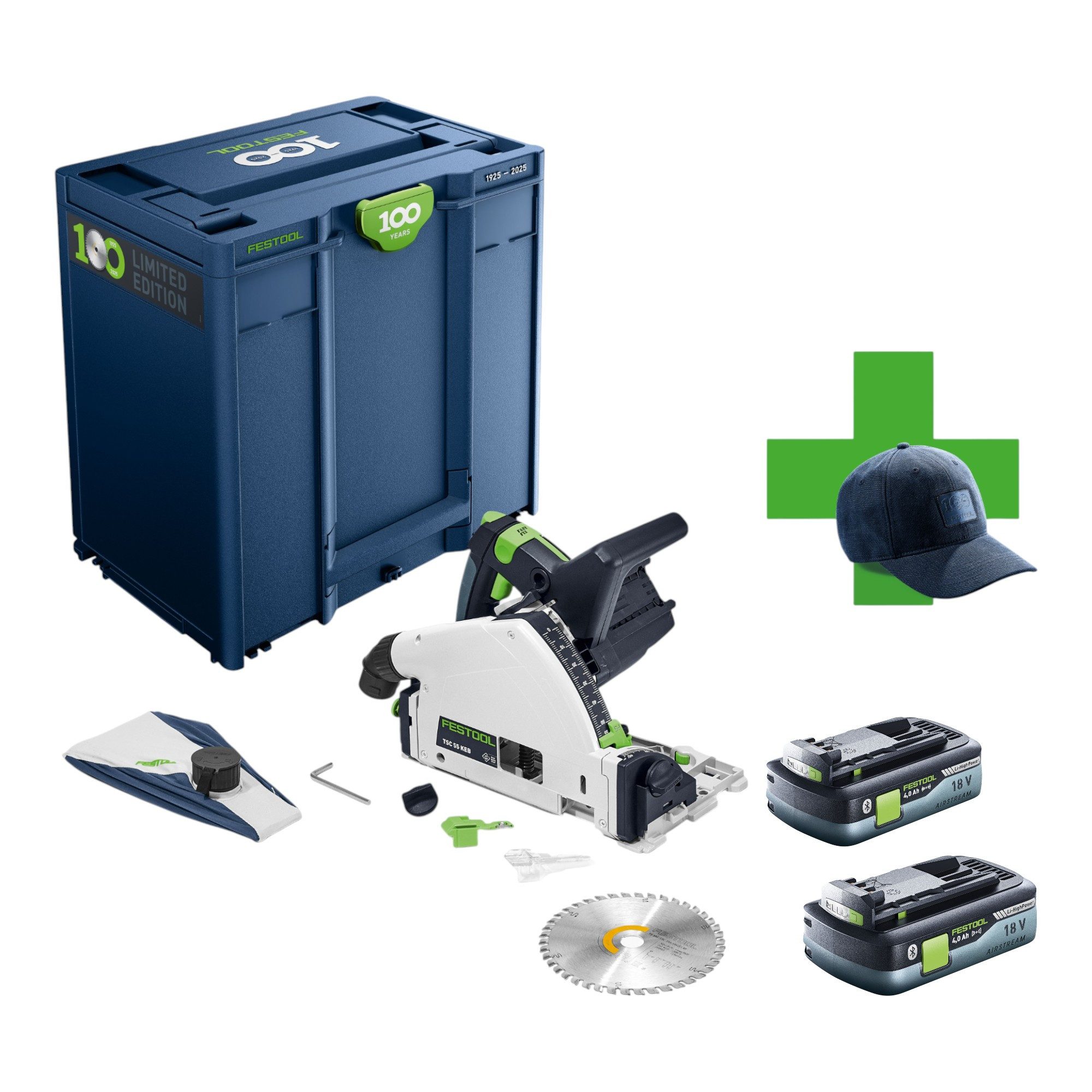 FESTOOL Kompakt-Handkreissäge TSC 55 KEB-Basic 100Y Limited Edition 36 V + 2x Akku 4,0Ah + Syst