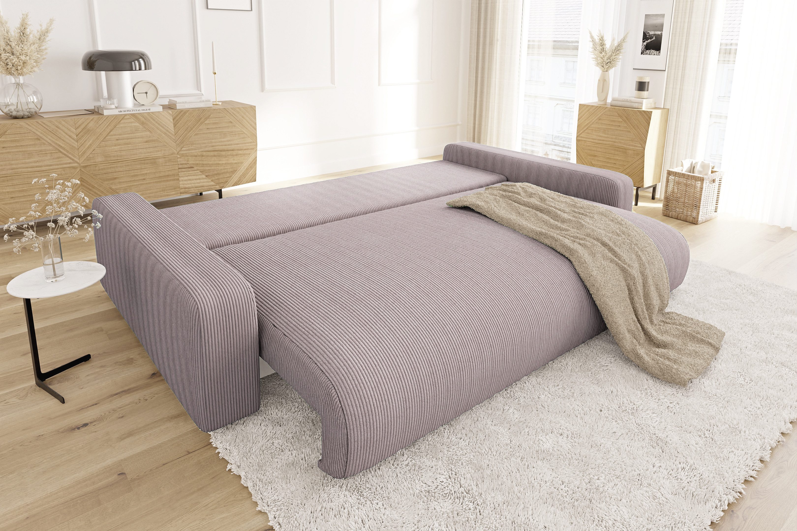 S-Style Möbel Schlafsofa Emma mit Bettkasten in Cord-Stoff – Bild 5 von 5