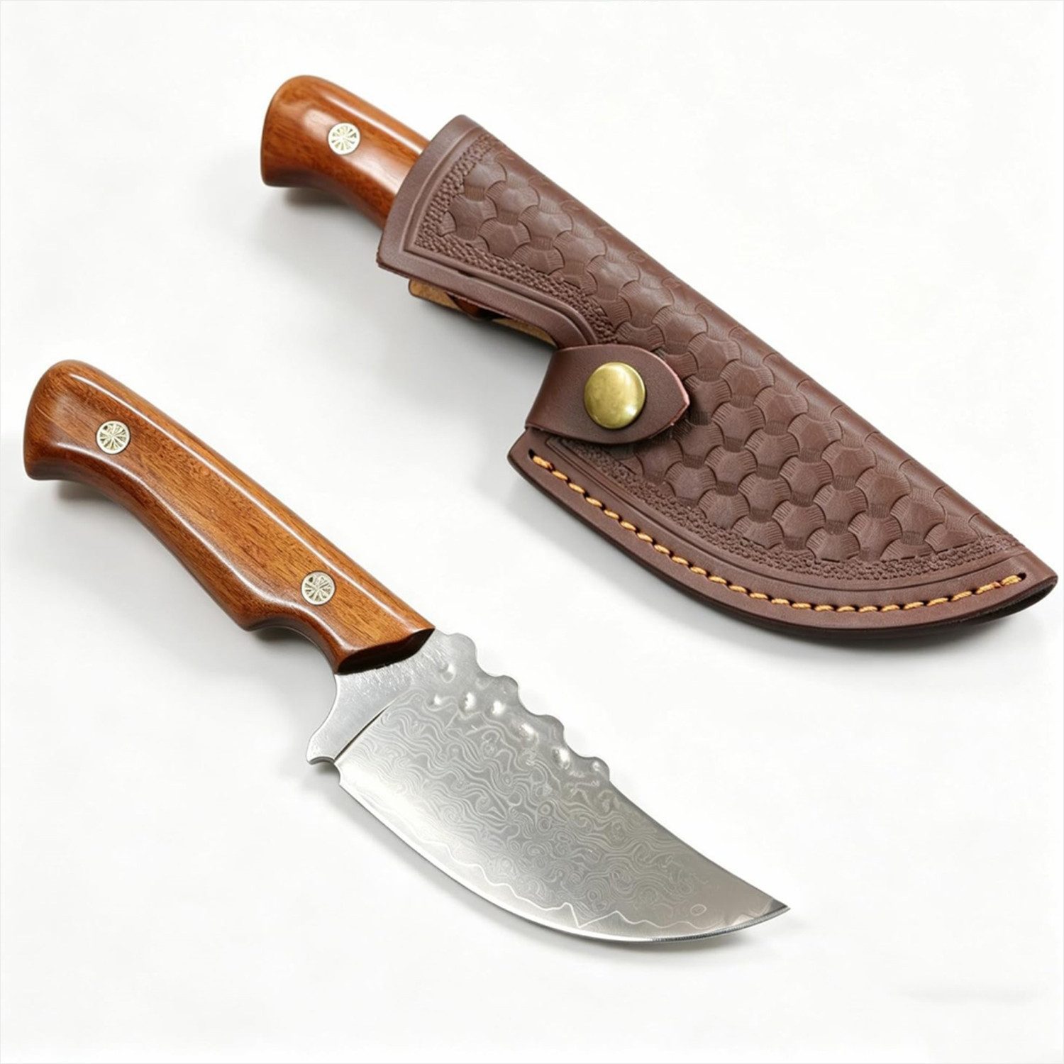 KingLux Jagdmesser Damastmesser Feststehend Outdoor Jagdmesser Handgeschmiedetes Messer, (1 St)
