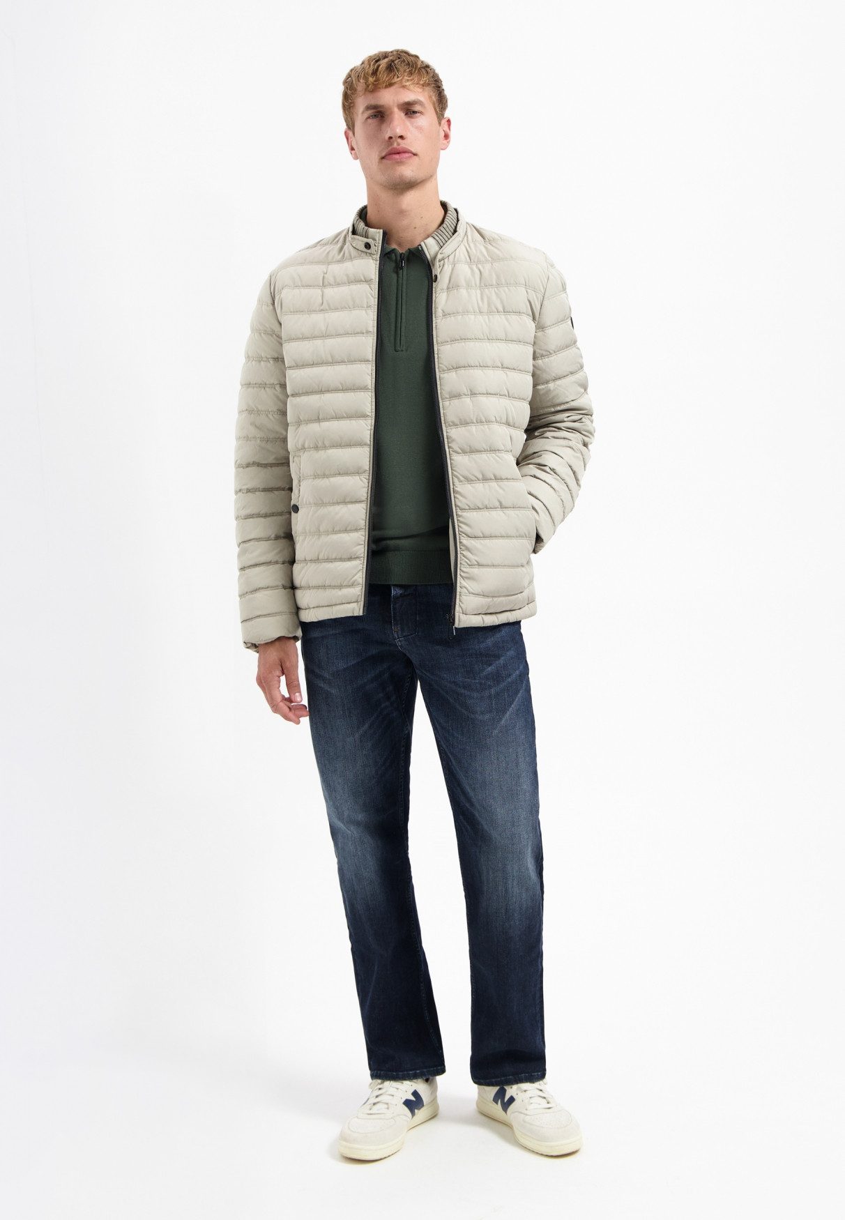 NO EXCESS Stehkragenpullover No Excess Half-Zip-Polo-Pullover Pullover Polo Half Zip Solid