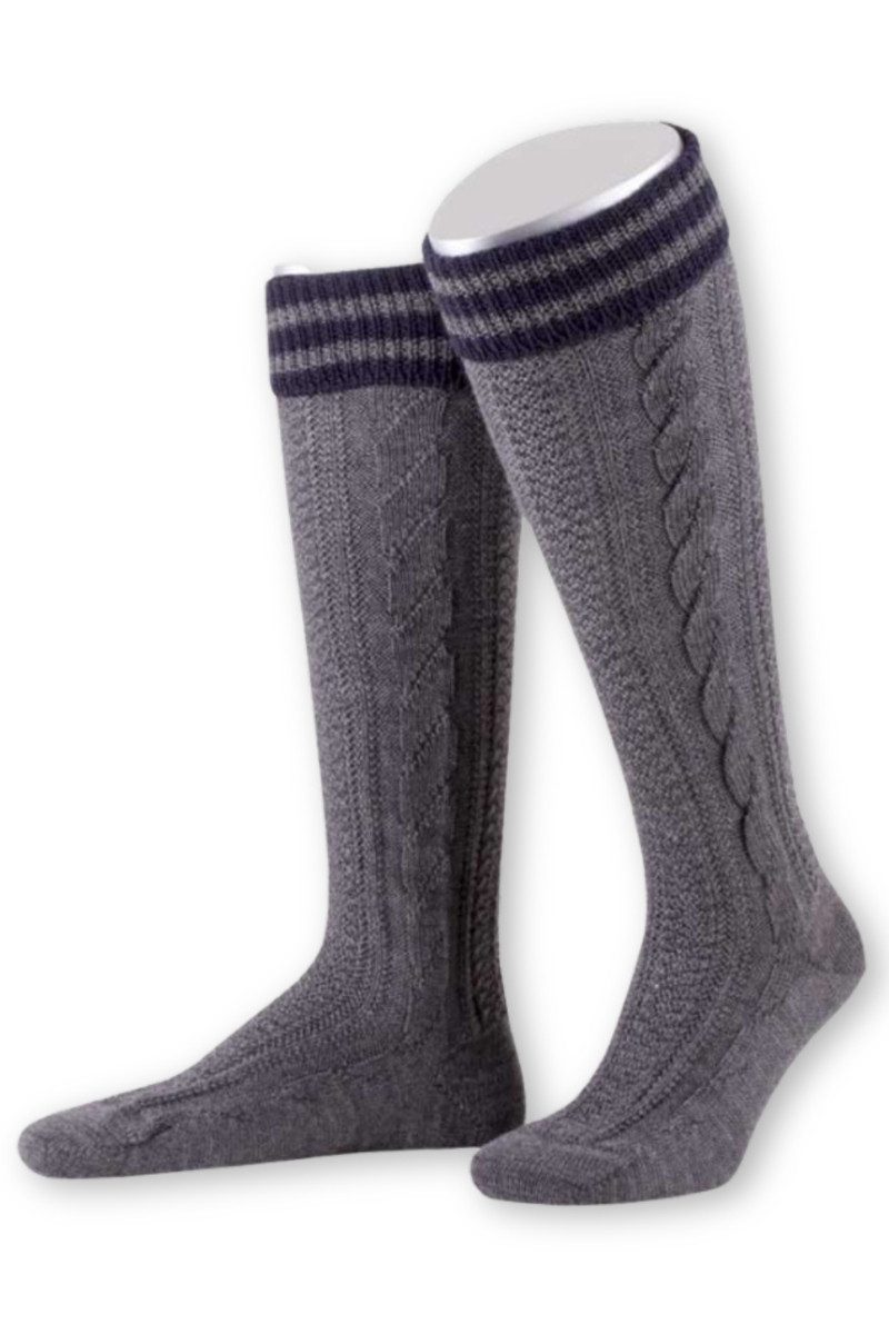 Lusana Trachtensocken Kniestrümpfe Herren - L8995R - mittelgrau, dunkelgrau günstig online kaufen